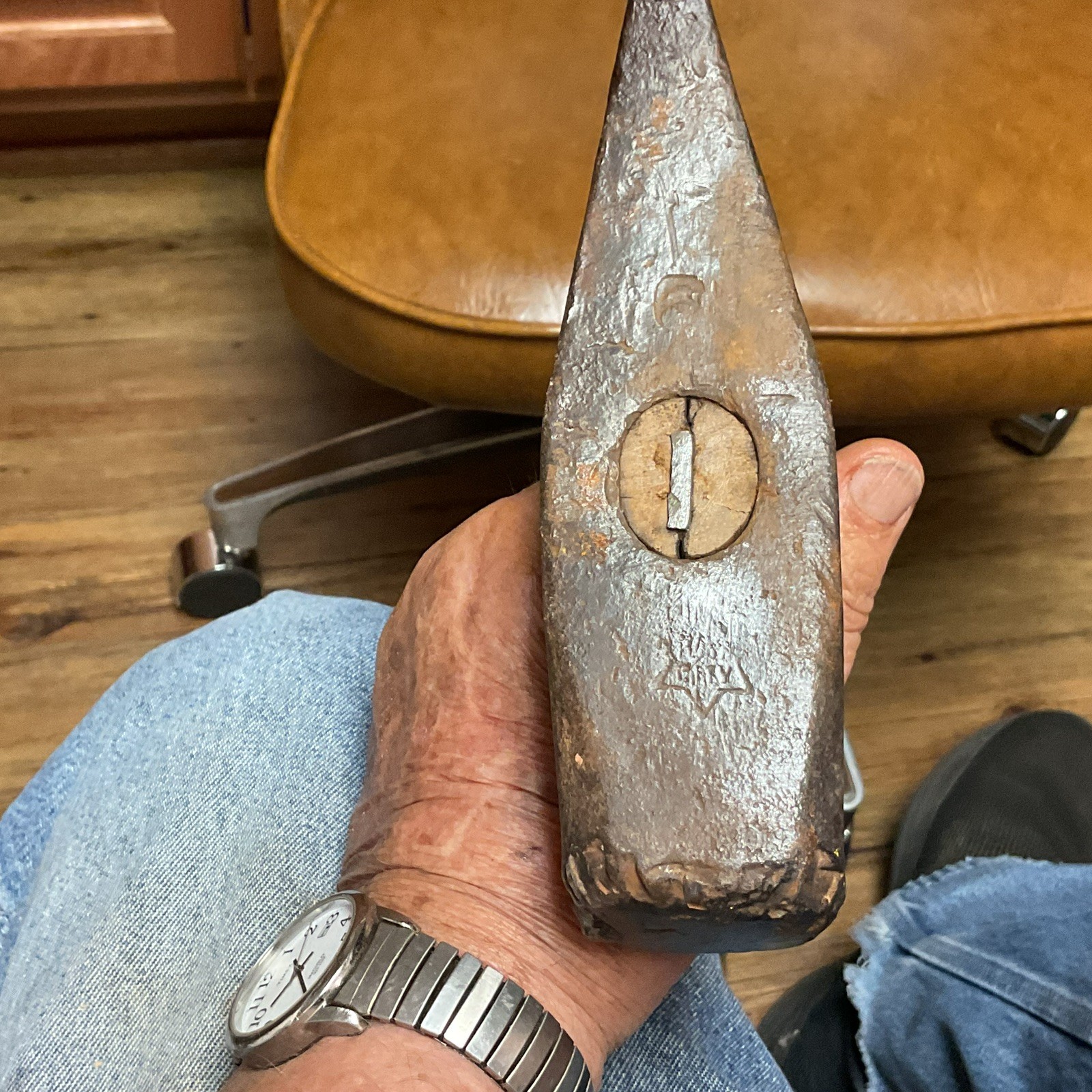 Vintage Splitting Axe.. New Hickory Handle. Can’t Read The Markings.