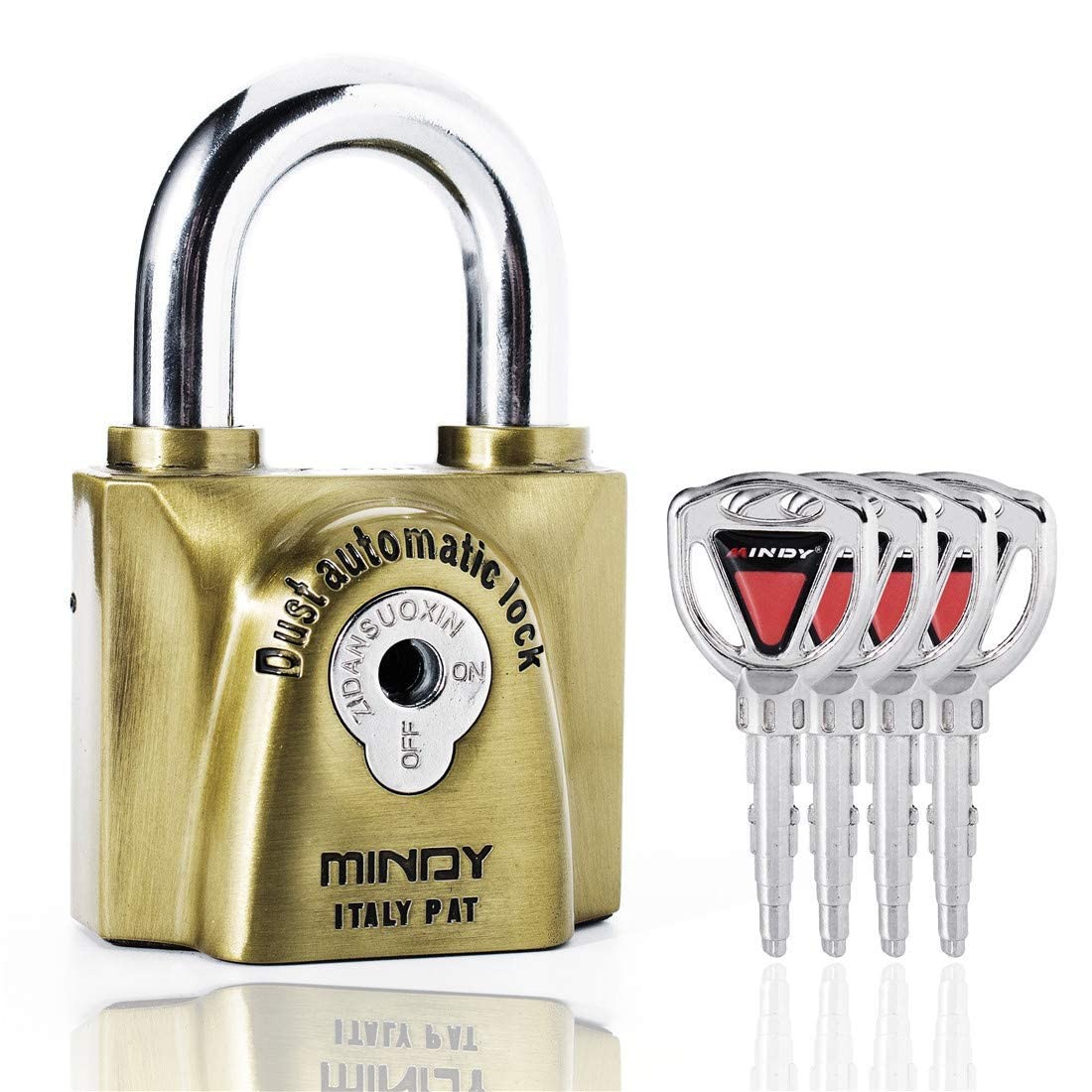 Mindy 60mm Heavy Duty Waterproof Keyed Padlock with 4 Keys Hardened Steel