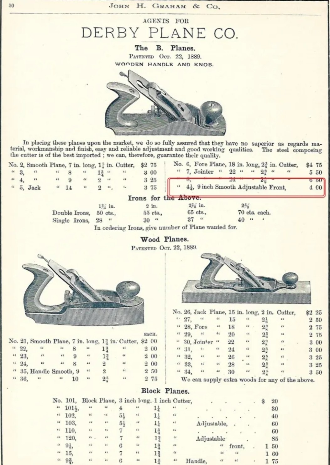 Scarce Birmingham Derby No. 3 Size B Plane Mosher 1889 Patent Caged Lateral