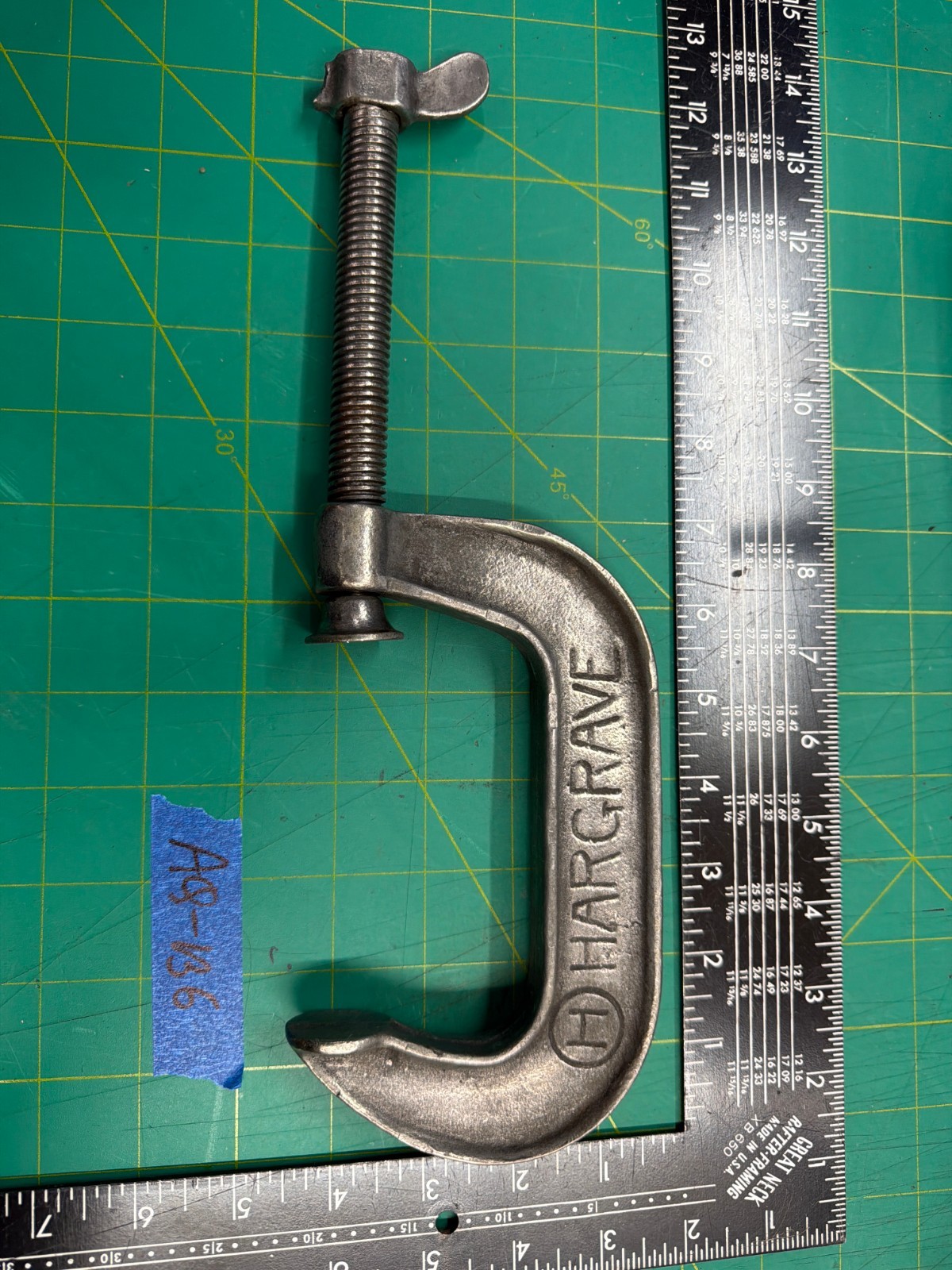 Vintage 8.5″ Hargrave Standard 4″ C-Clamp Heavy Duty Tool Made in USA