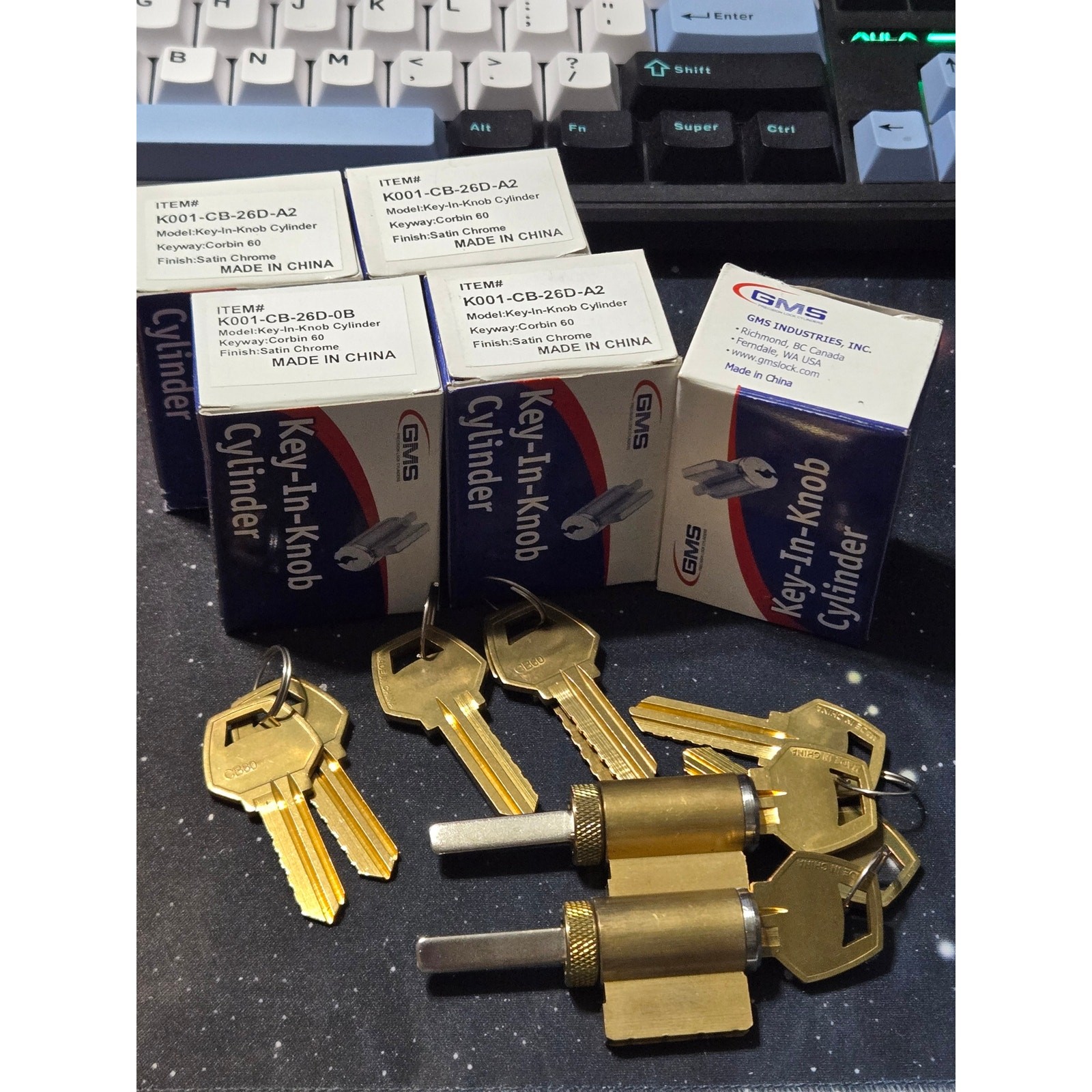 GMS K001-CB-26D-A2 Corbin 60 Key-In-Knob Cylinder Lock Lot w/ Keys