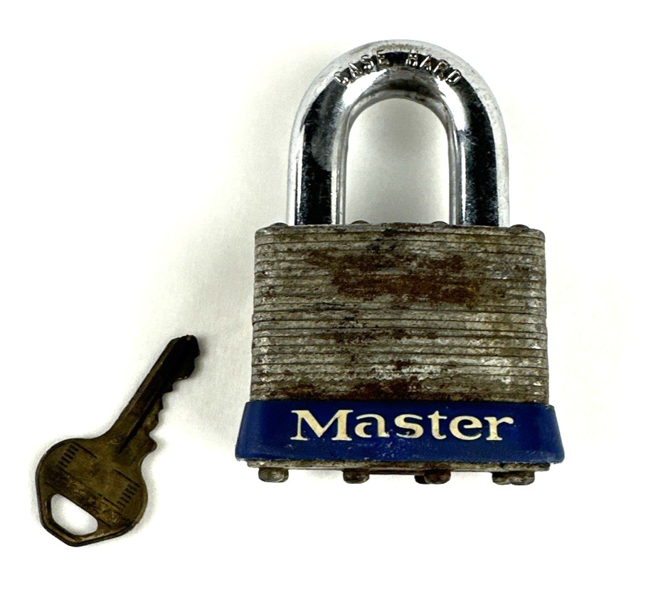 Vintage Master Lock No. 17 Padlock with Key, Case Hard, Works, Free Shipping