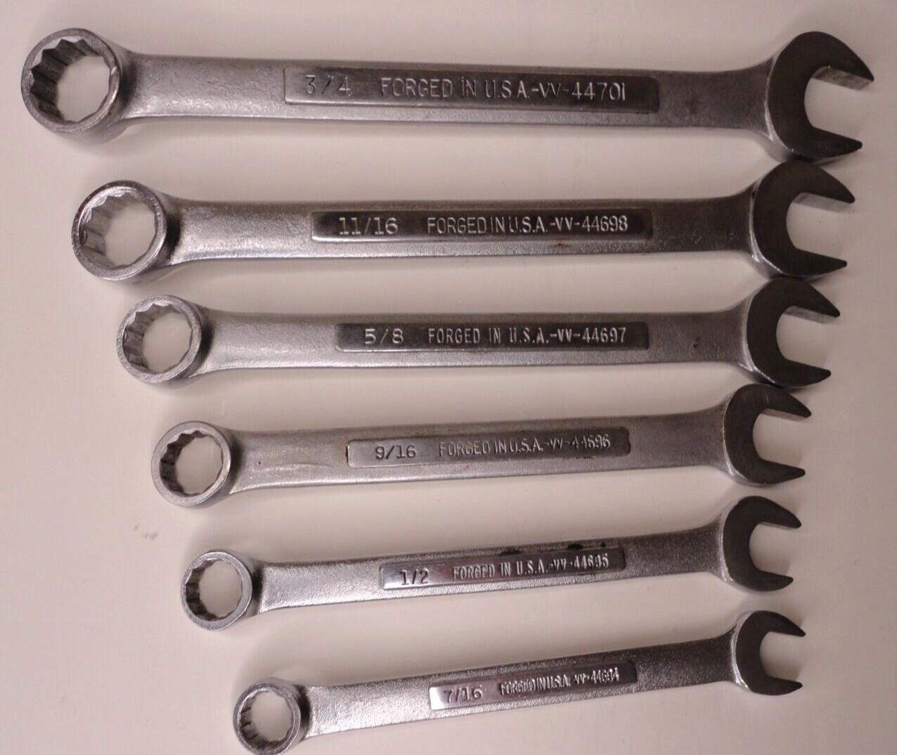 Craftsman USA SAE Combination Wrench Set 6 pc 12pt -VV- B7