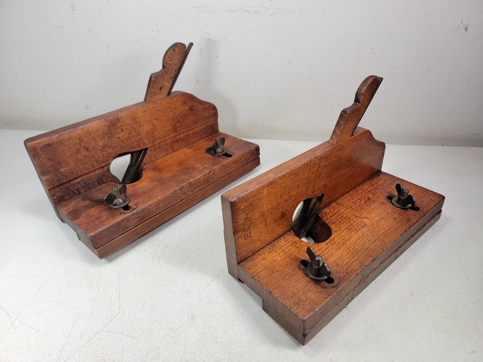 Pair of Unusual Vintage Molding Planes Boxed W/ Fence & Modified Steel Plates
