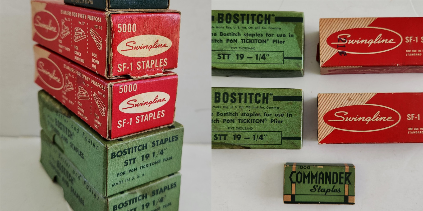 vintage NOS STAPLES unused 5pc BOXES full bostitch swingline commander