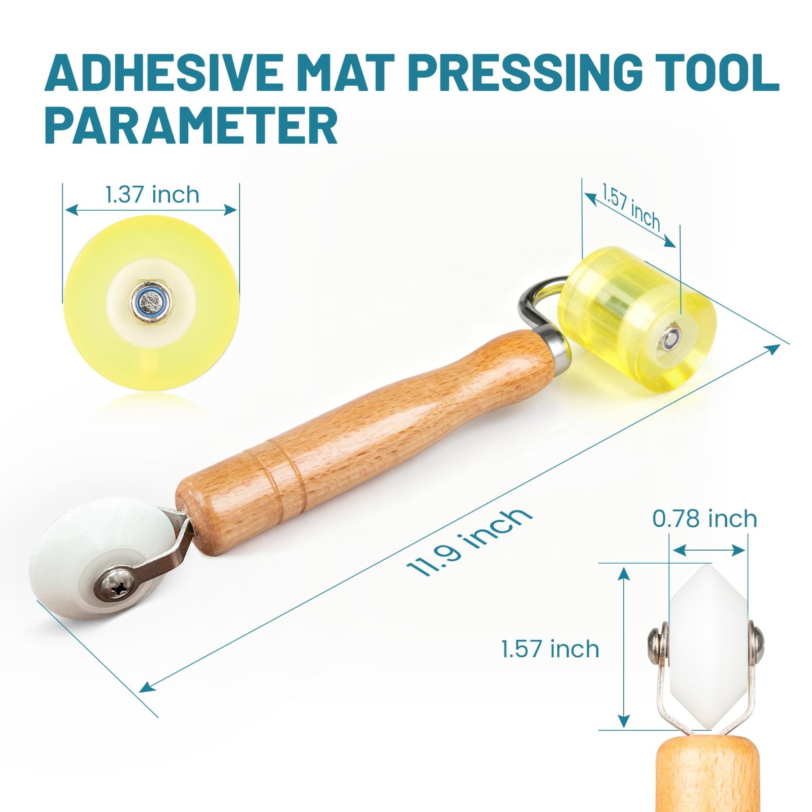 2-in-1 Car Audio Sound Deadening Roller Wheel, PU Mat & V-Shape Seam Tool
