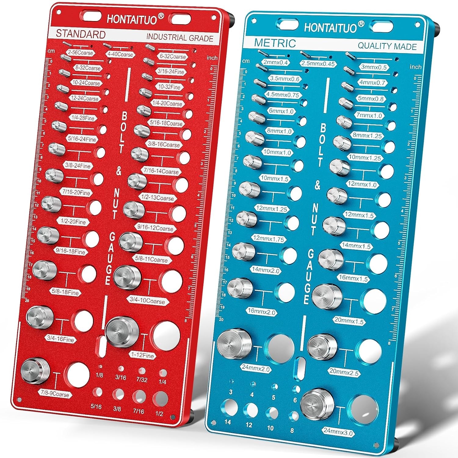 68 Nut & Bolt Thread Checker, Standard/Metric, 26+26 Bolt & 16 Drill Gauge