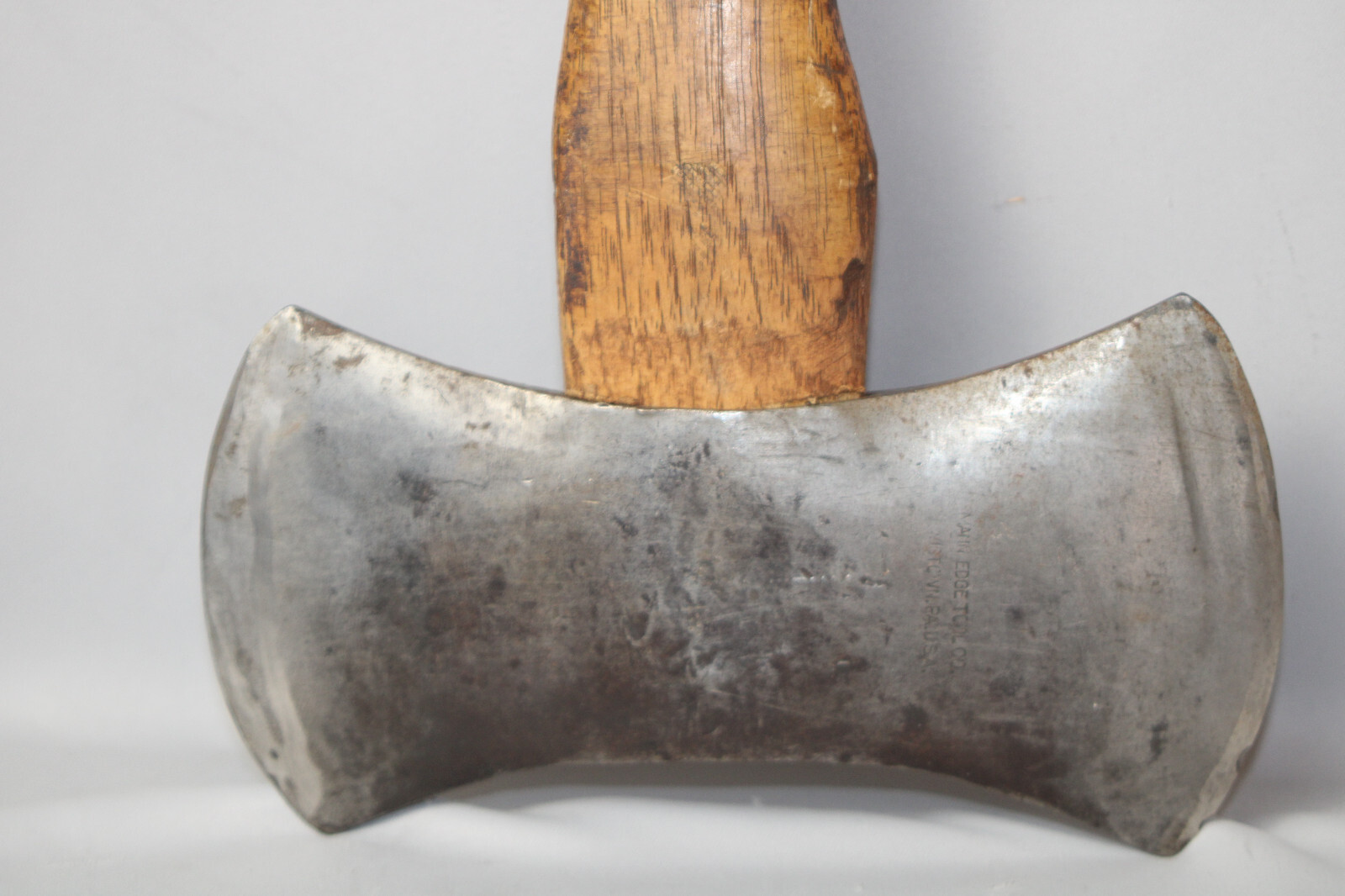 FINE USER Antique Vintage KNOT KLIPPER Mann Double Bit Axe Inv#CR07