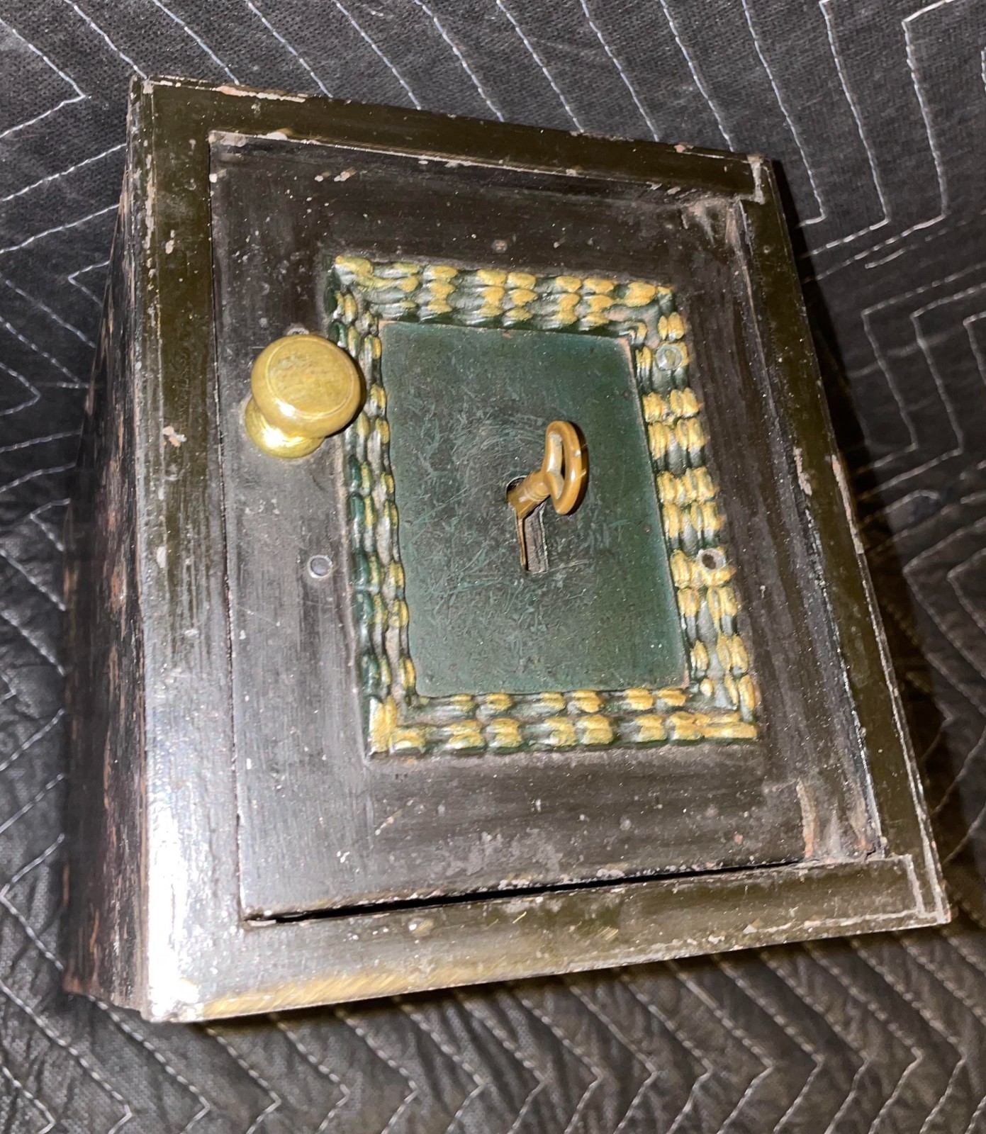 1850s-60s Herring Safe subtreasury lock box orig key 2 position bolt WALL Safe