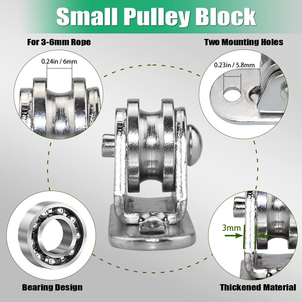 Small Pulley Block Silent Wall Ceiling Mount Pulley with Bearing Fixed Pulleys W