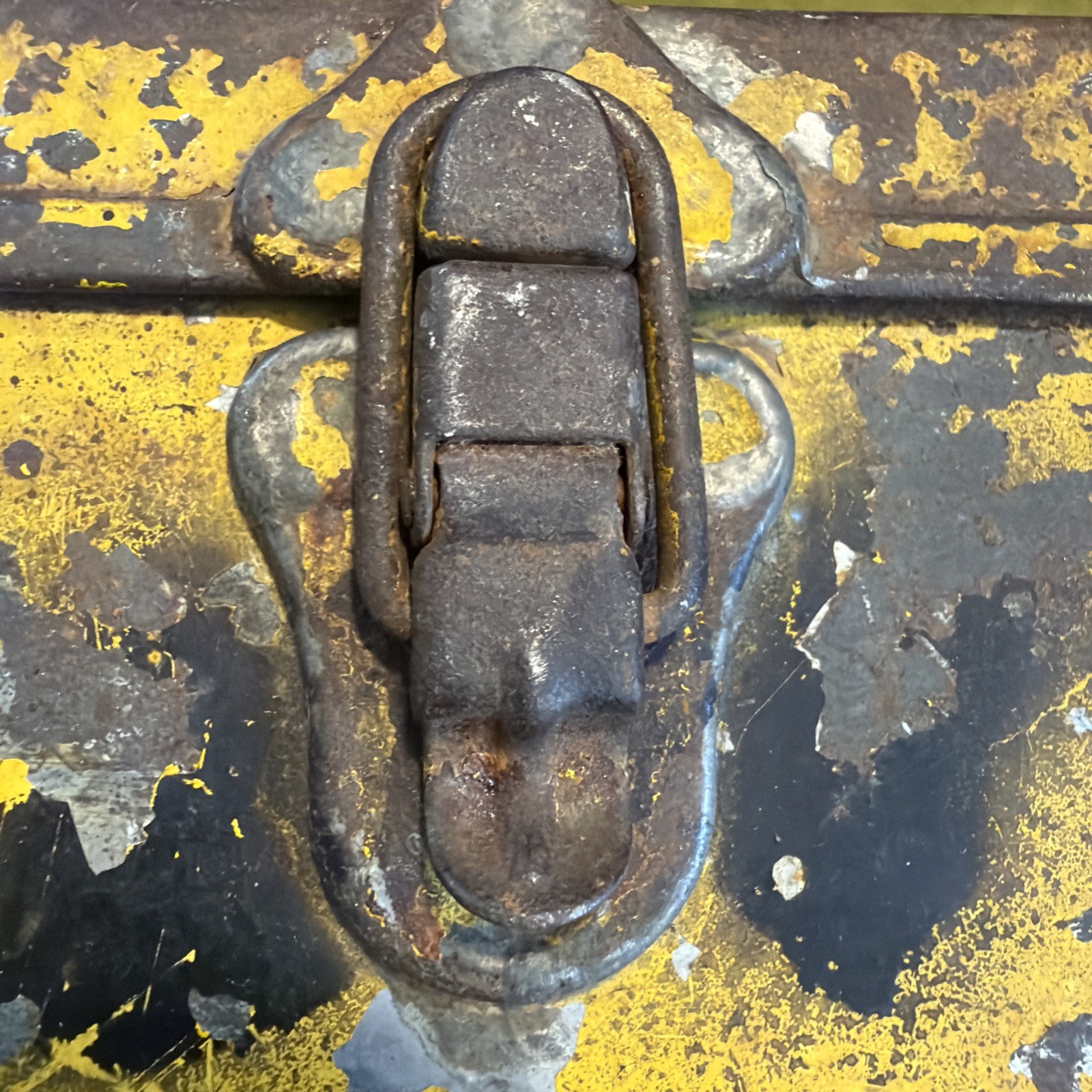 Vintage Metal Box with a Latch and a Police Decal
