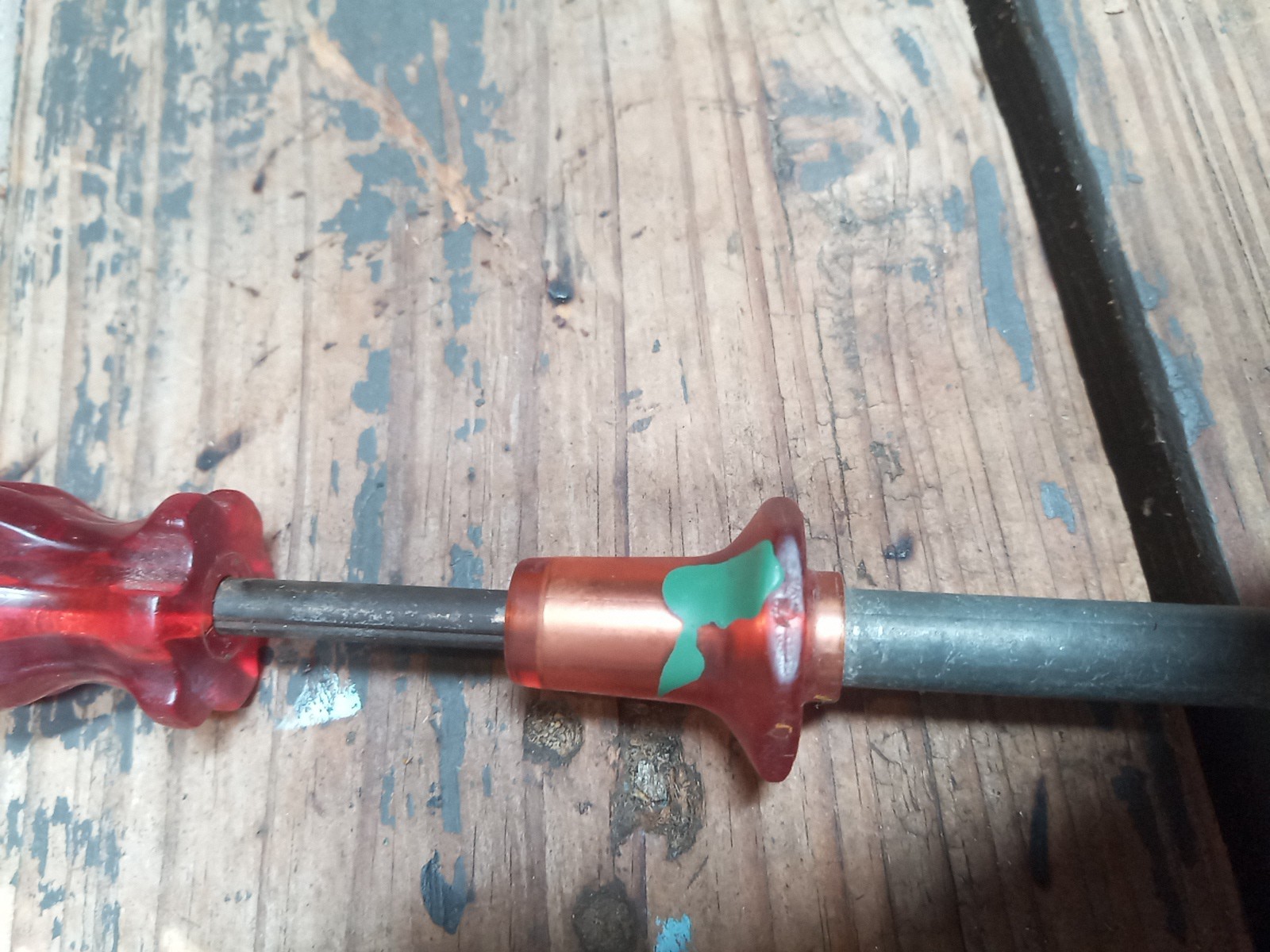 Vintage VACO Screw Holding Driver S/B K-48. Jewel Red handle, 7.5 Inch Shaft.