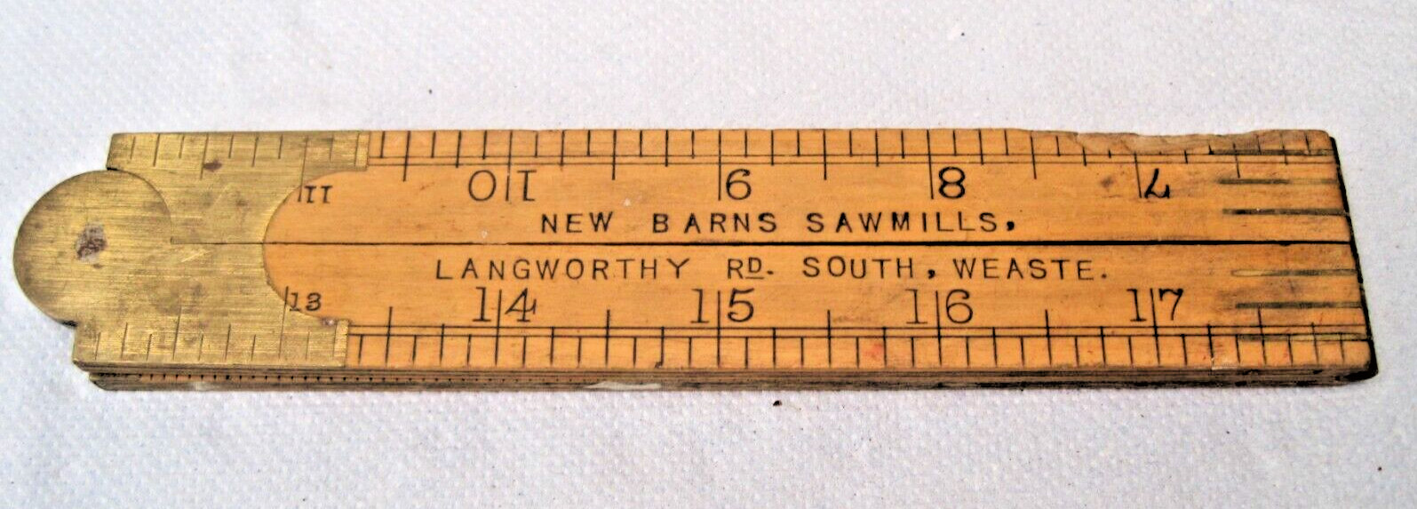 Vintage Folding 2ft Rule,boxwood and brass, J Rabone & Sons, Birmingham, England