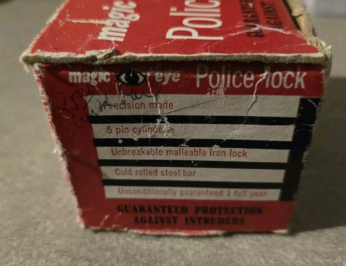 Vintage Magic Eye Police Door Lock W/Box – No Keys…..Free Shipping!
