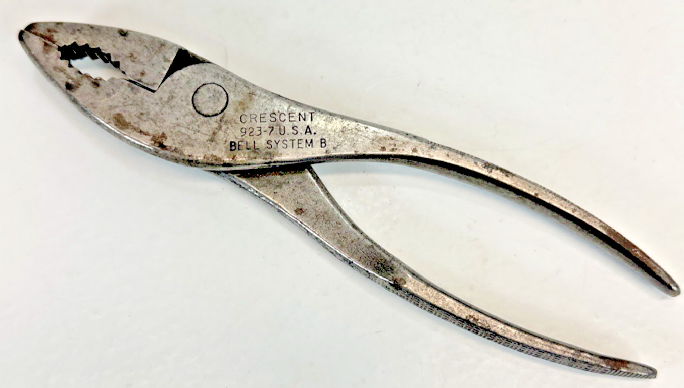 Crescent Slip Joint Pliers 923-7 Bell Systems B 8” Vintage