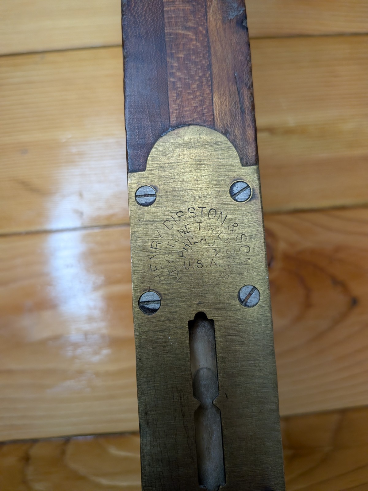 Antique 28″ Henry Disston & Sons Wooden Spirit Level Brass Keystone USA Works