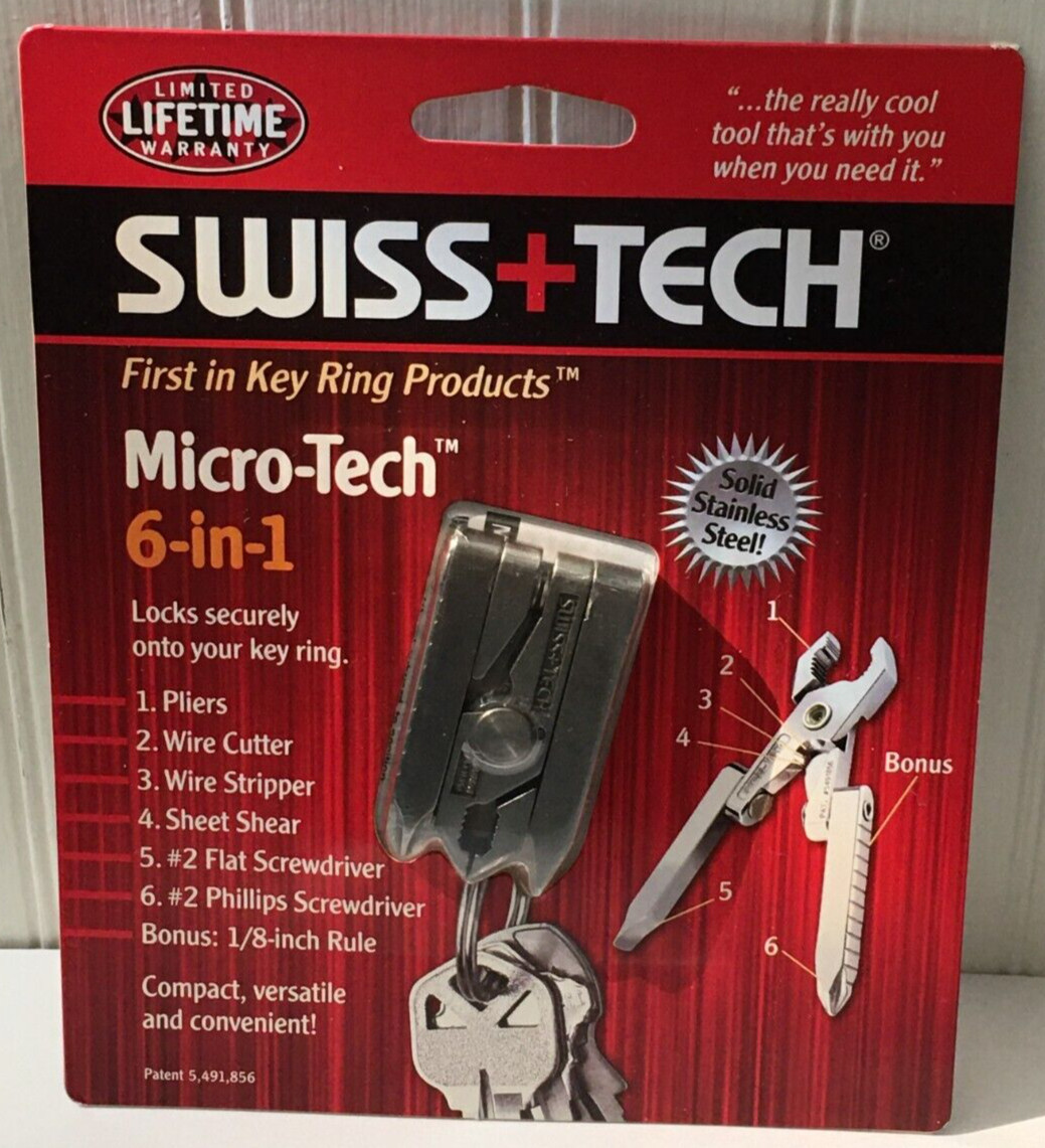NEW SWISS+TECH Micro-Tech 6-in-1 Key Ring Pliers Wire Cutter Stripper Sheet Shea