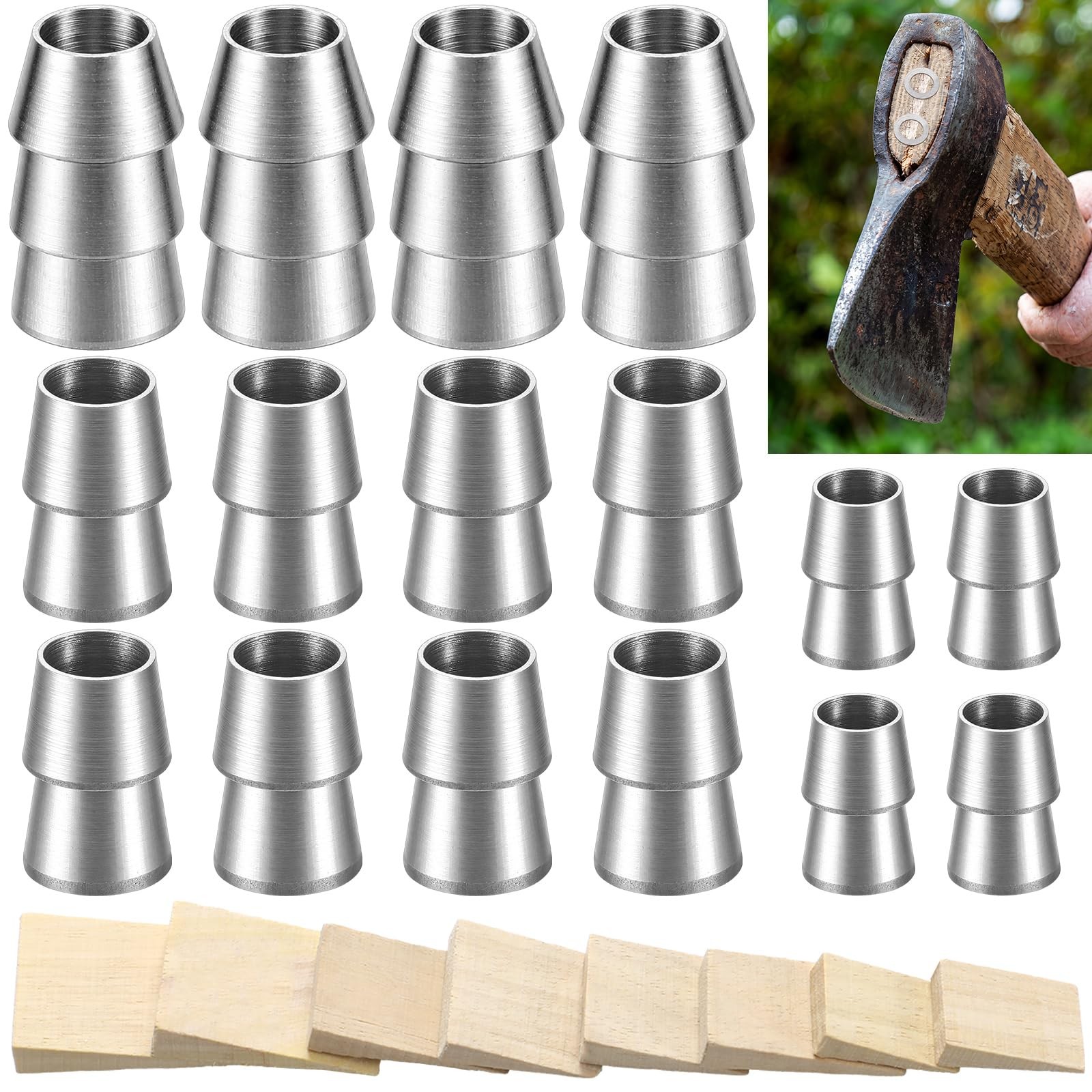Geelin 24 Pcs Hammer Wedges Assorted Card Kit 8 Wooden and 16 Silver