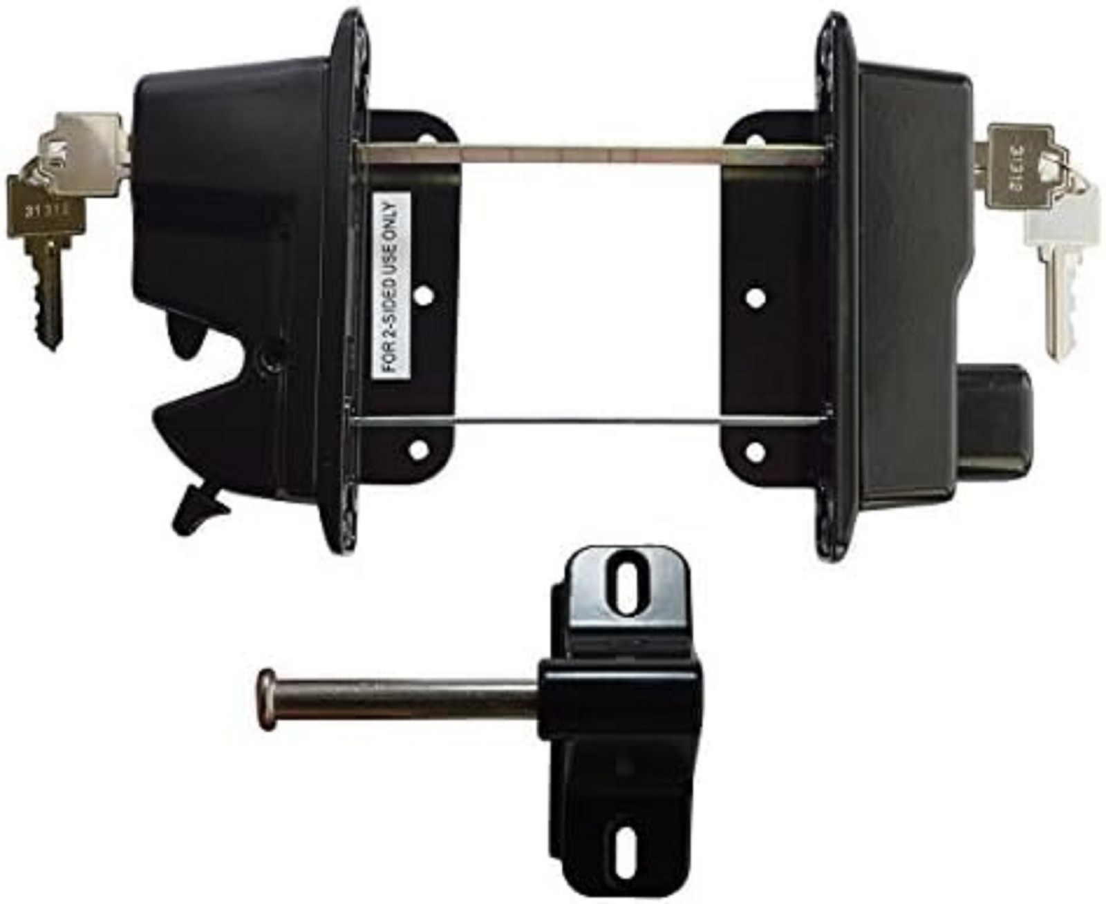 Lockable 2-Sided Black Zinc Metal Key Latch – Keyed Alike System