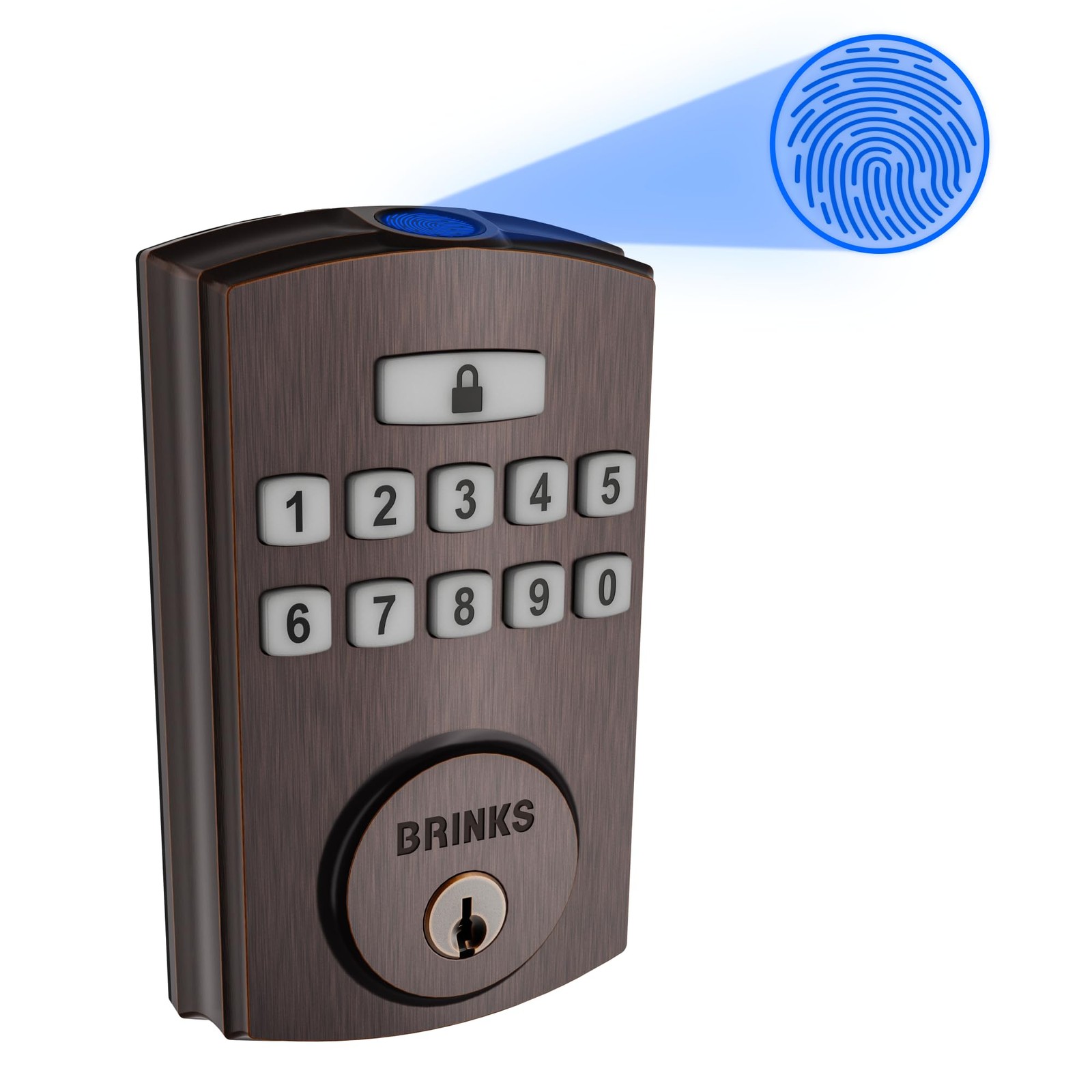BRINKS Security Door Locks, High-Security Keyless Entry, Smart Tuscan Bronze