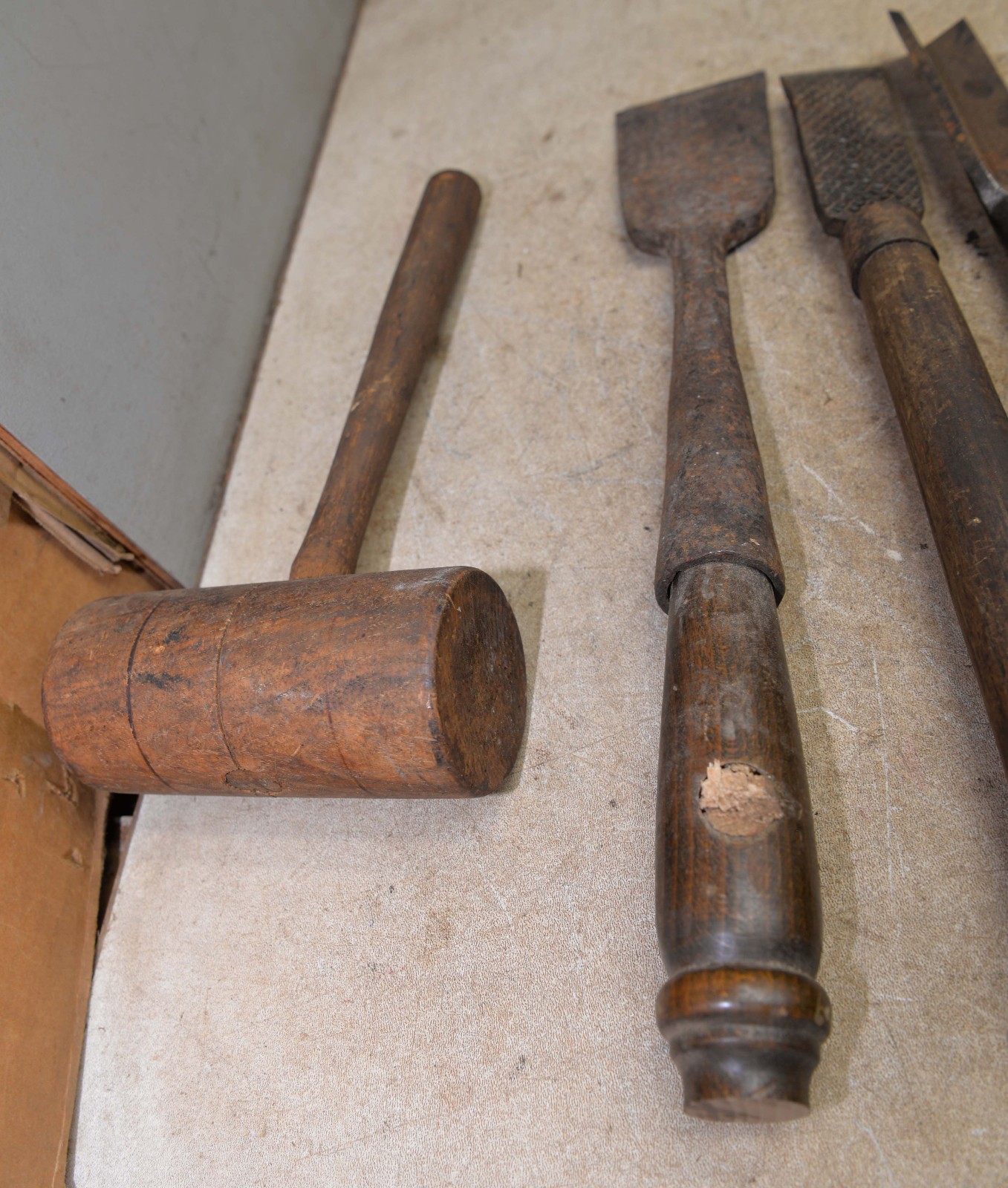 7 timberframe mallet & chisel 3″ slick corner mortise boat building forged tools