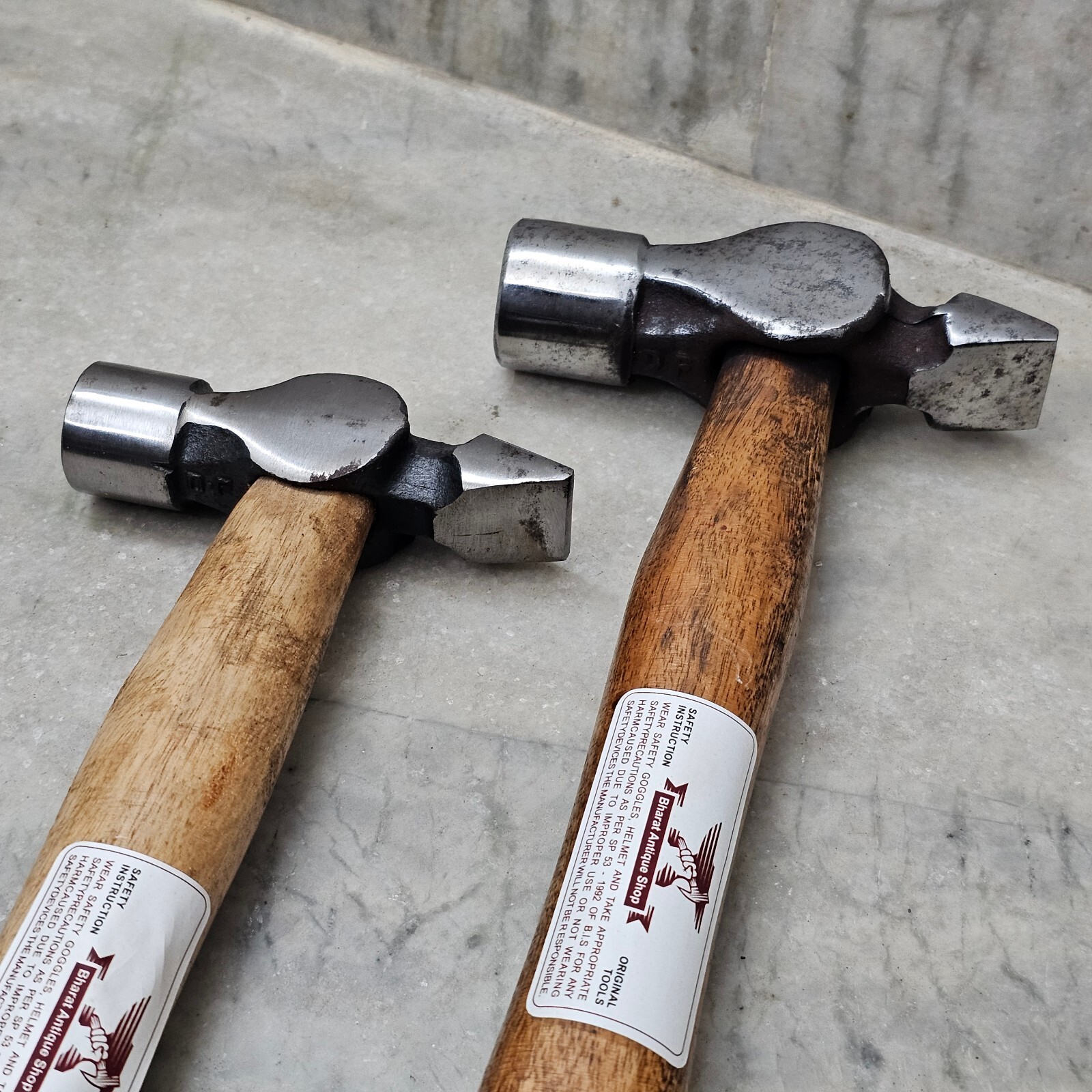 Set of 2 Blacksmith Iron Hammer Wood handle Tool Set General Useful