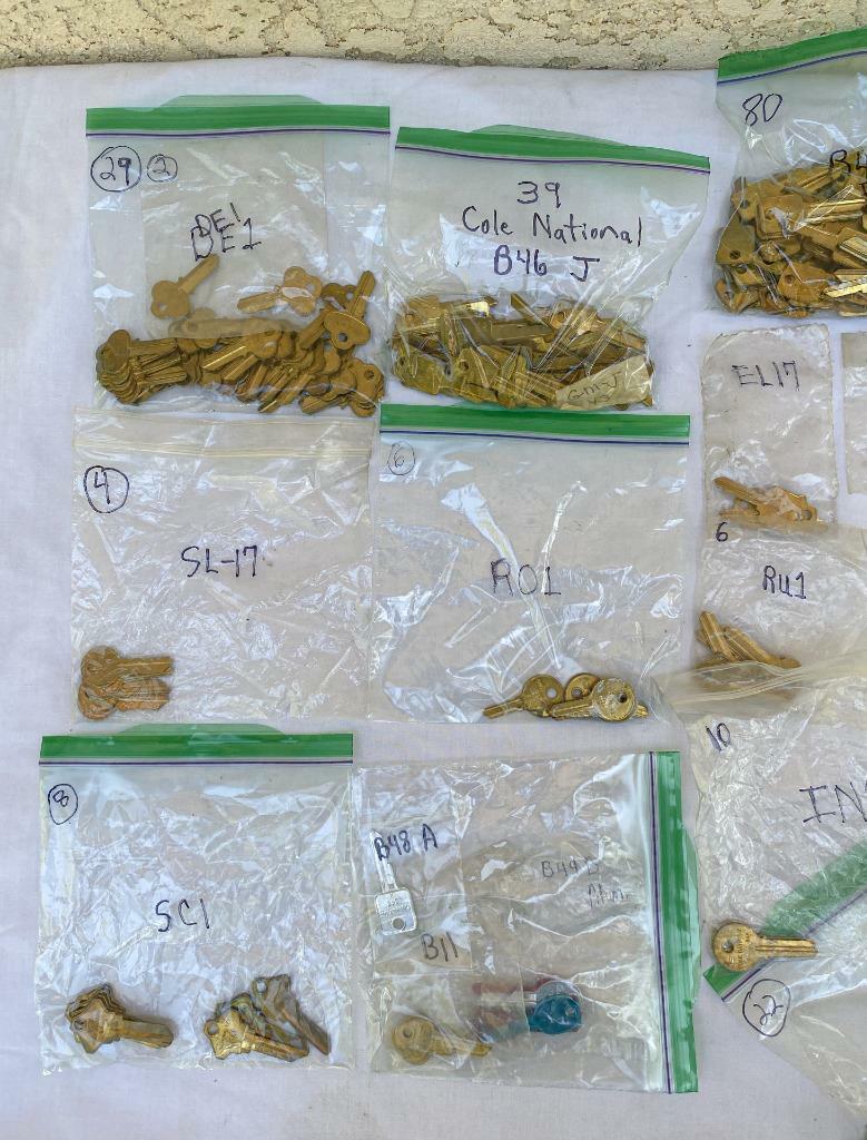 Vtg Over 11lbs (634) Cole National Auto Car Key Blanks GM Chevy Ford more Brass