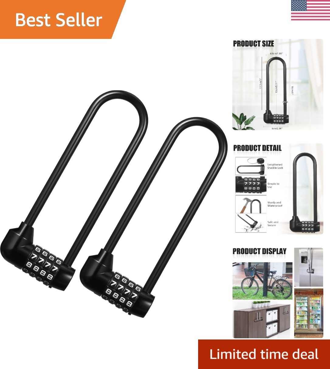 Durable Waterproof 6” Long Shackle Padlock – 2 Pack for Ultimate Security!