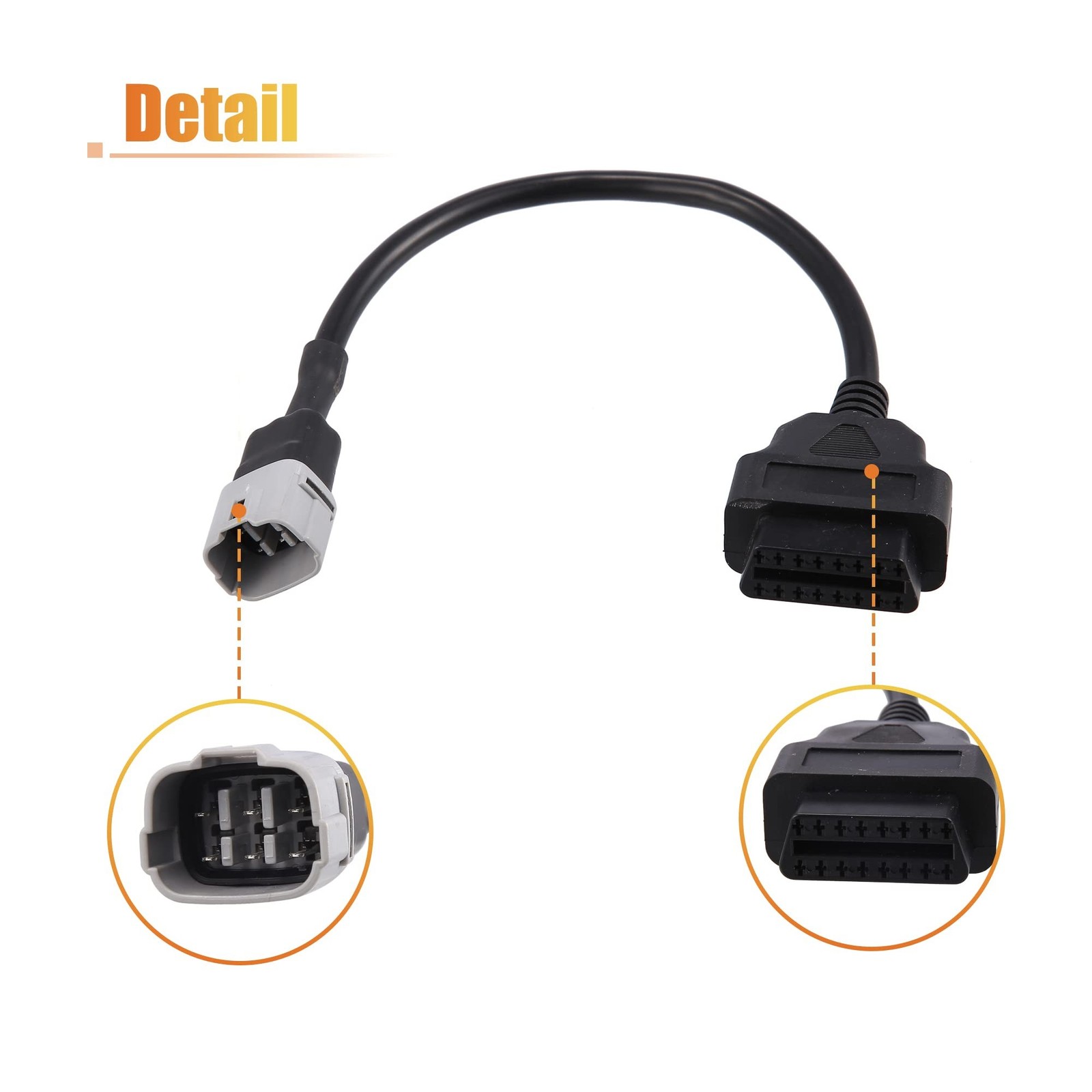 X AUTOHAUX 34.5cm 1.13ft 6 Pin to OBDII Cable Cord Diagnostic Adapter Cable M…