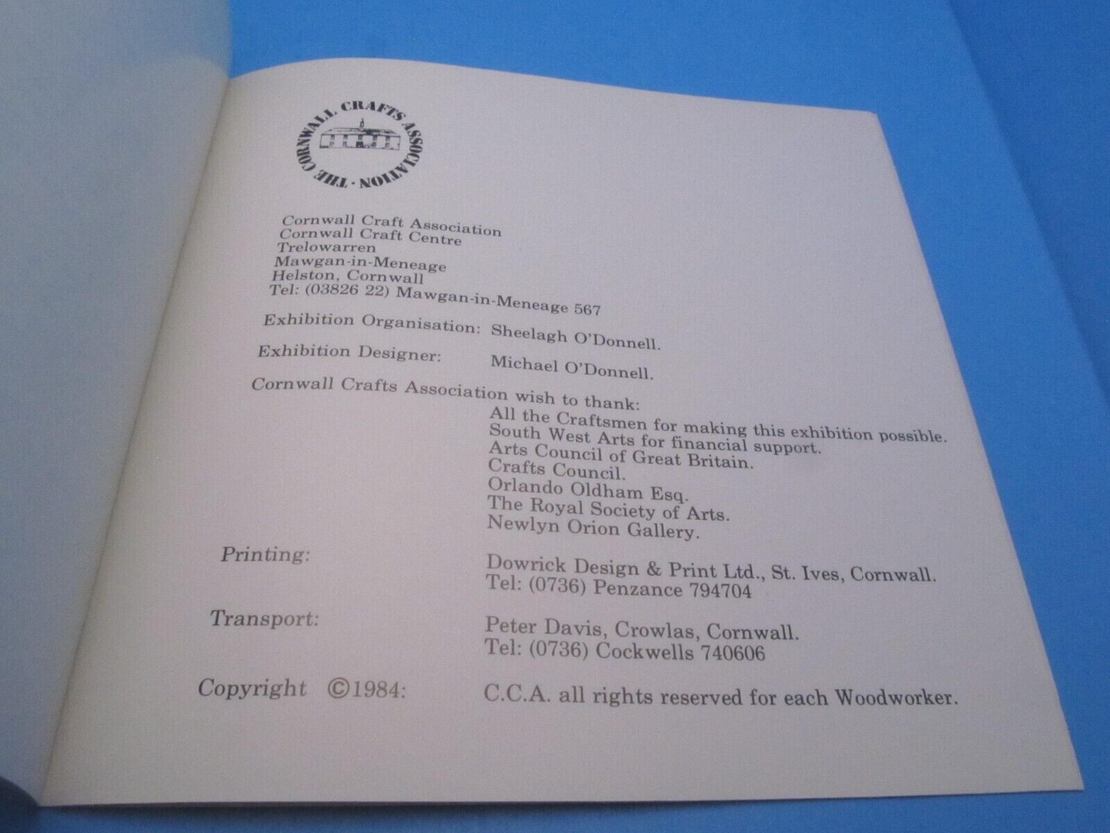 book HAND & MIND an EXHIBITION of the WOODWORKERS ART Cornwall England furniture