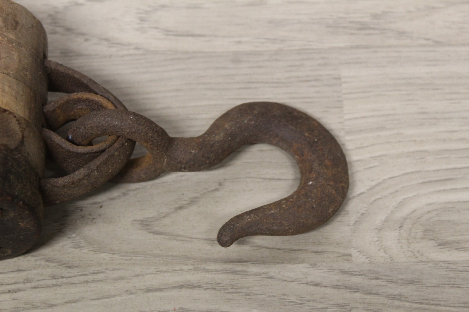 Antique/Vintage Wood Pulley Block 2 Sheave Brand Illegible Very Solid