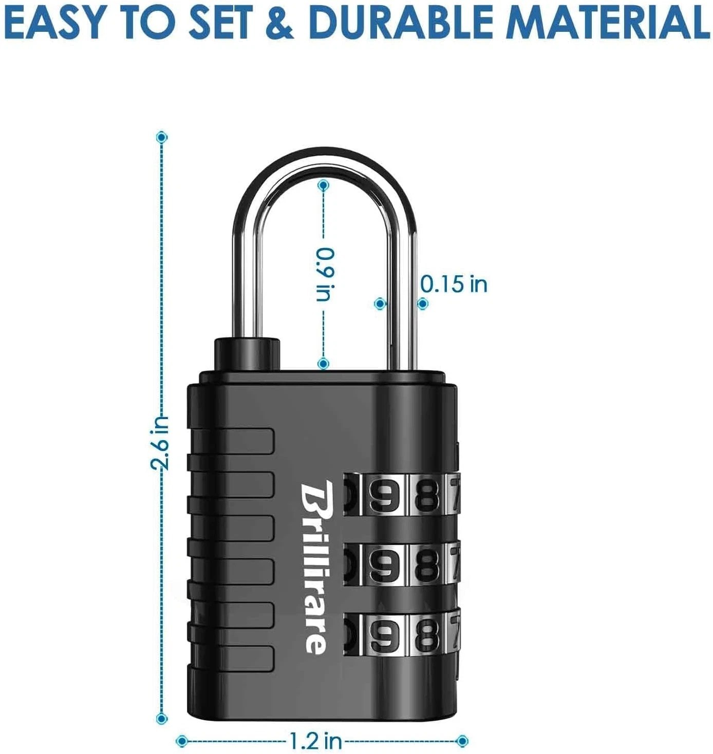 8 Pack Combination Lock, 3-Digit Waterproof Keyless Padlock, Zinc Alloy Outdoor