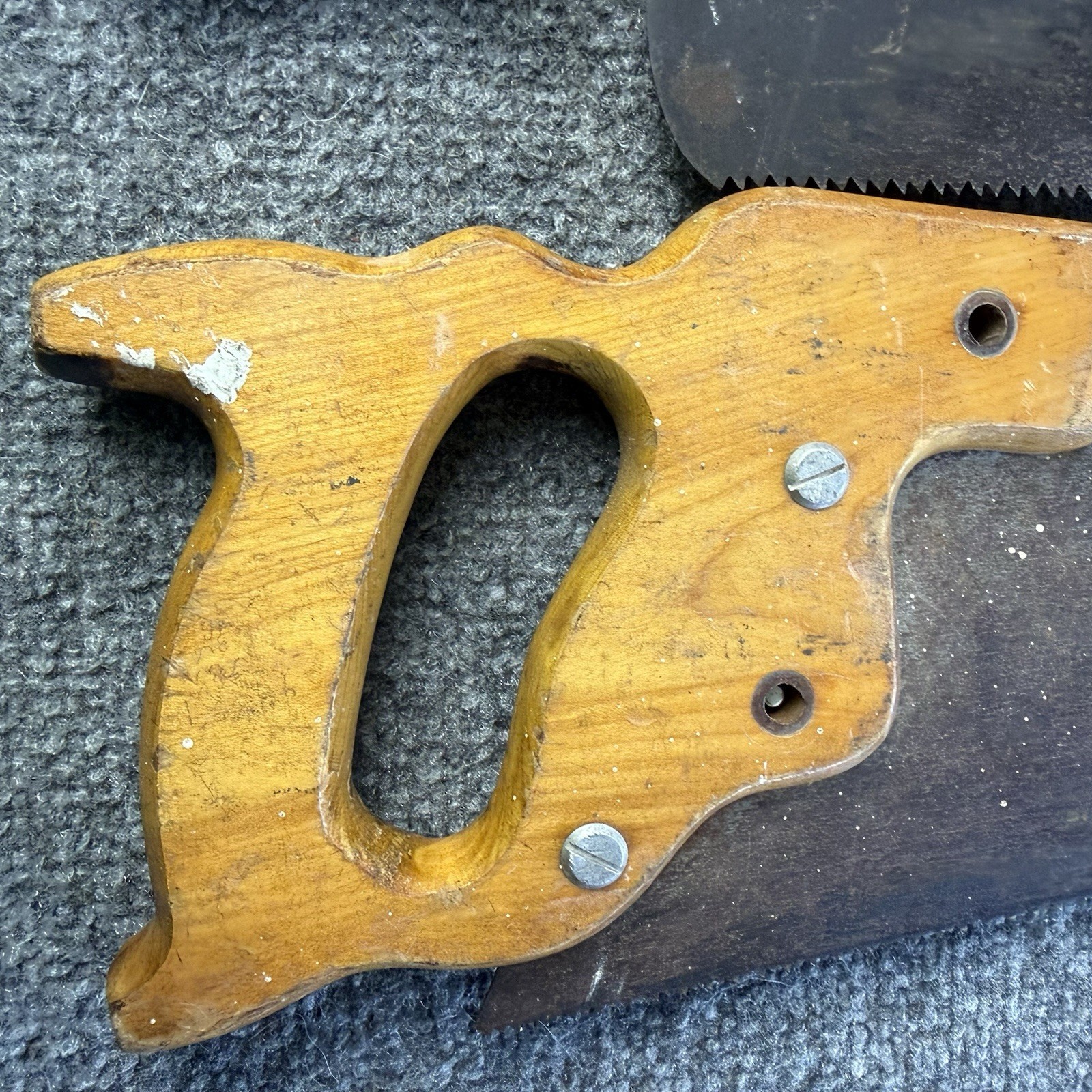 Vtg Disston & Sons Hand Saws (Lot Of 2) Carved Wheat Pattern Light Wood Brown