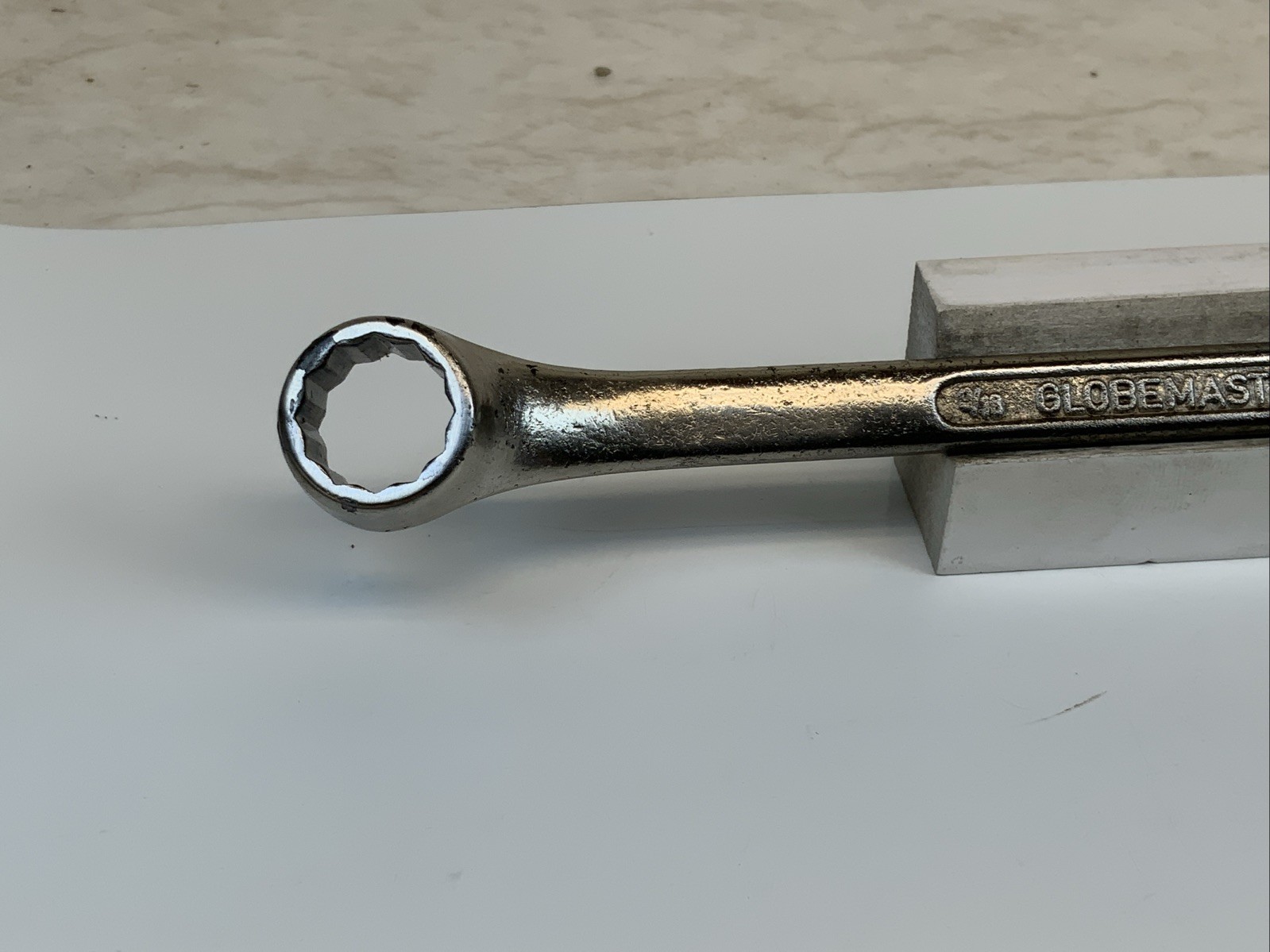 GLOBEMASTER 1/2in. X 9/16in. 12pt SAE Slight Offset Box End Wrench, W. Germany