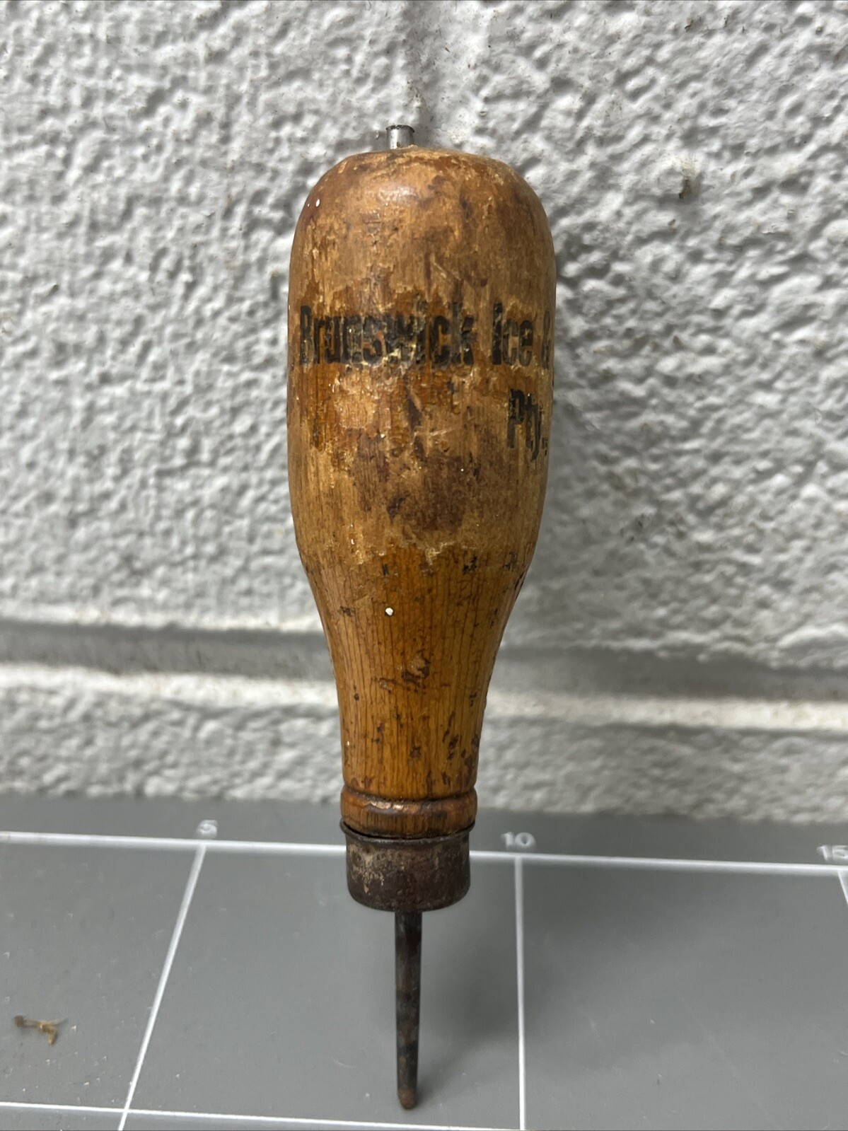 VINTAGE ICE PICK BRUNSWICK ICE & COLD STORAGE CO 1800s CAFE ADVERTISE PUB BAR