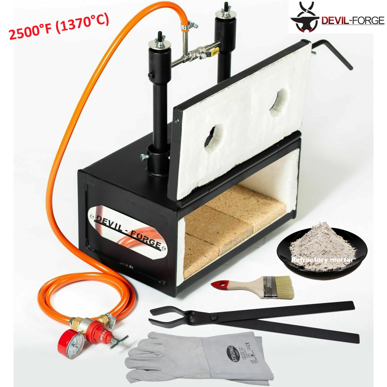 DEVIL-FORGE DFHS2+1D/5.2″ Gas Propane Forge Farrier Burner +Tongs EXPRESS USA
