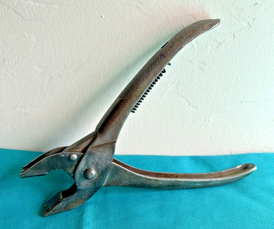 Vtg Bernard 7″ Pliers W Schollhorn Co Pat 3-17-1914 Crimp Clamp Staple Parallel