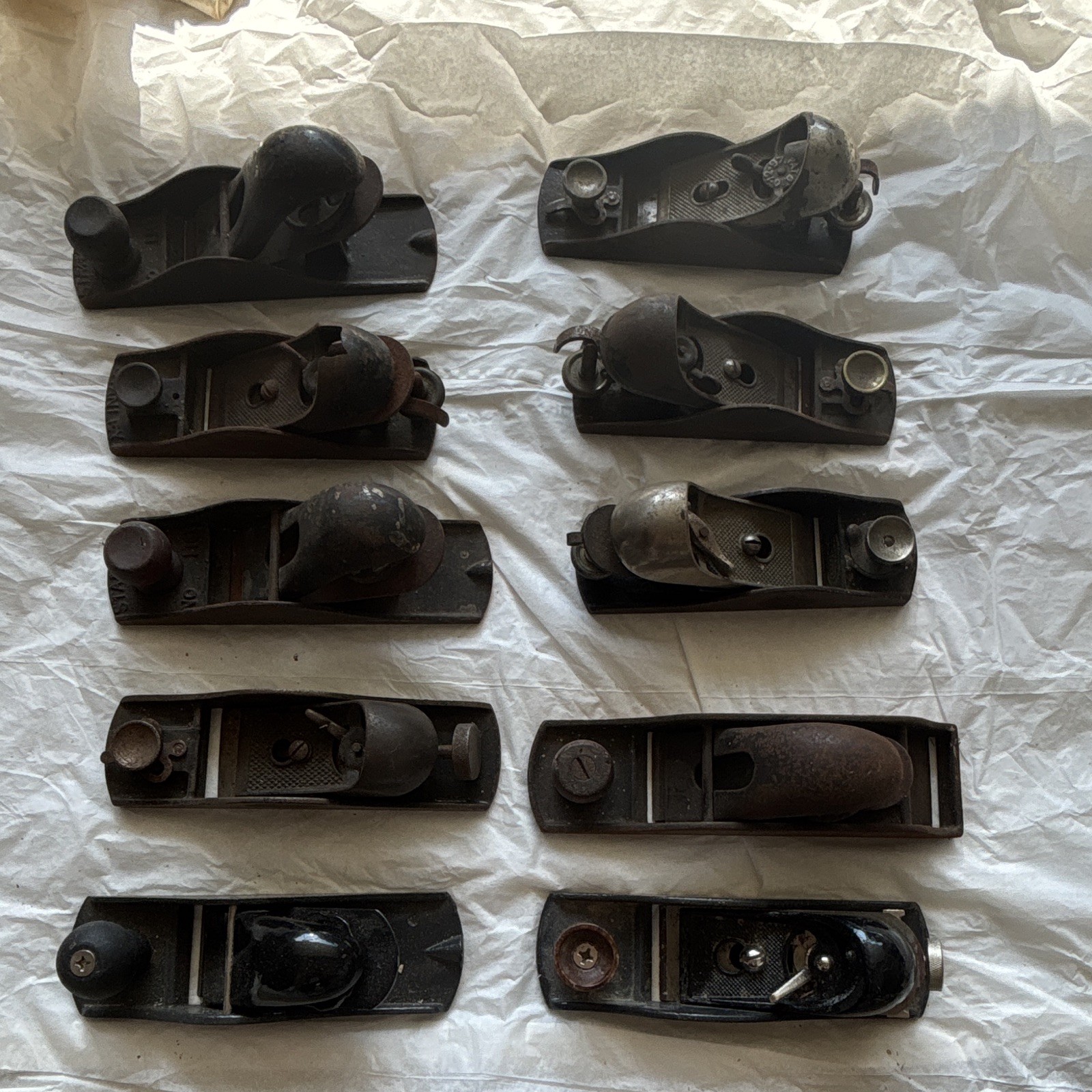 Lot of 10 Vintage Original Metal Woodworking Hand Planes – See Photos