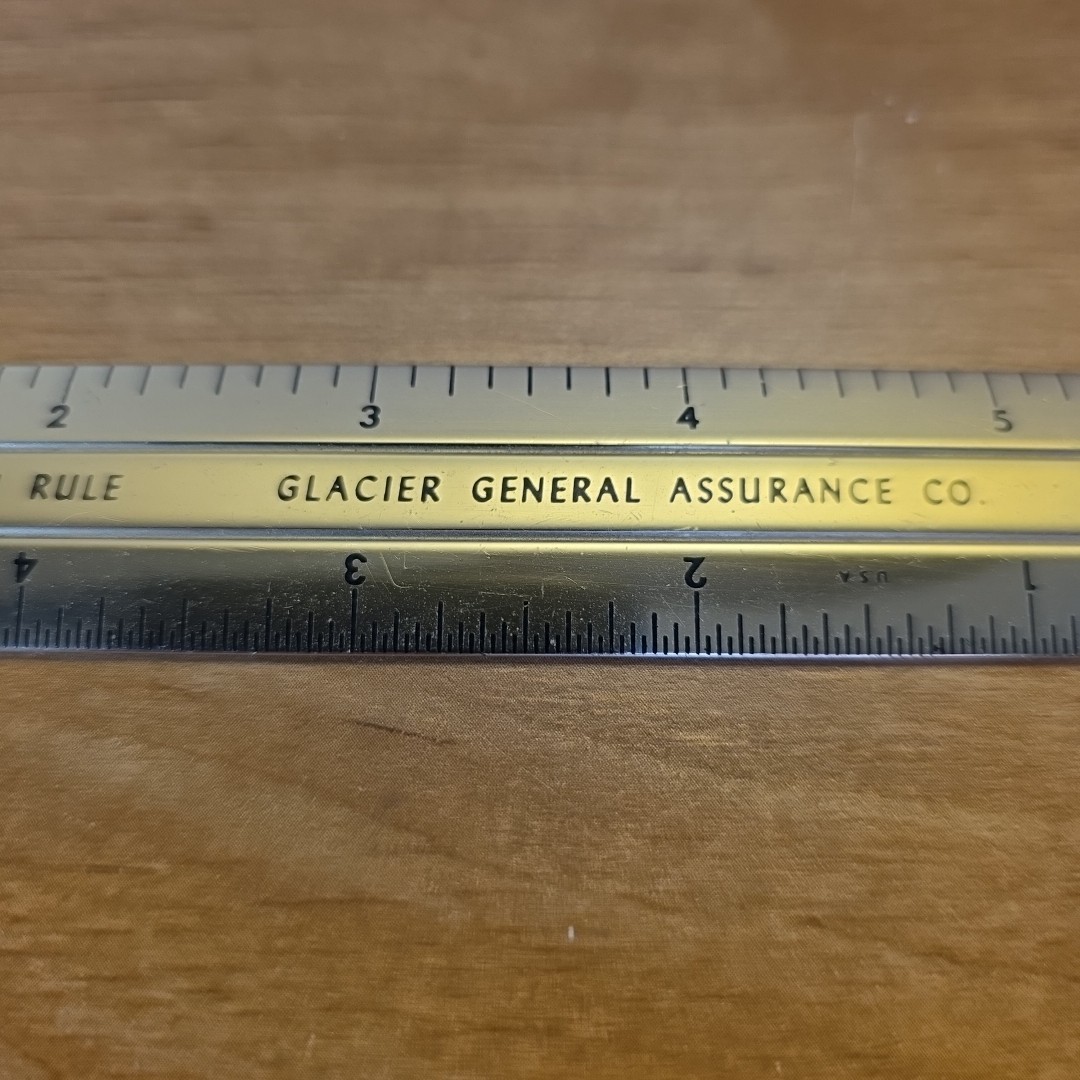 Vintage Glacier General Assurance Co Golden Rule Advertising 6″ Pocket Ruler
