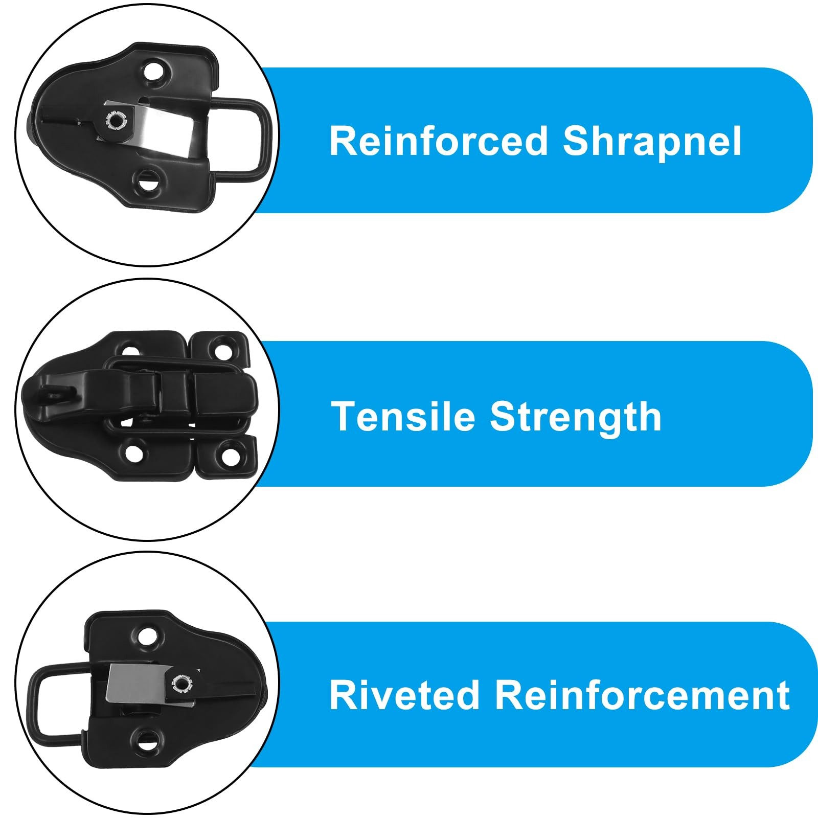10 Pack Timeproof Toggle Hasp Latches, Black Lock Replacement Classical Buckle..