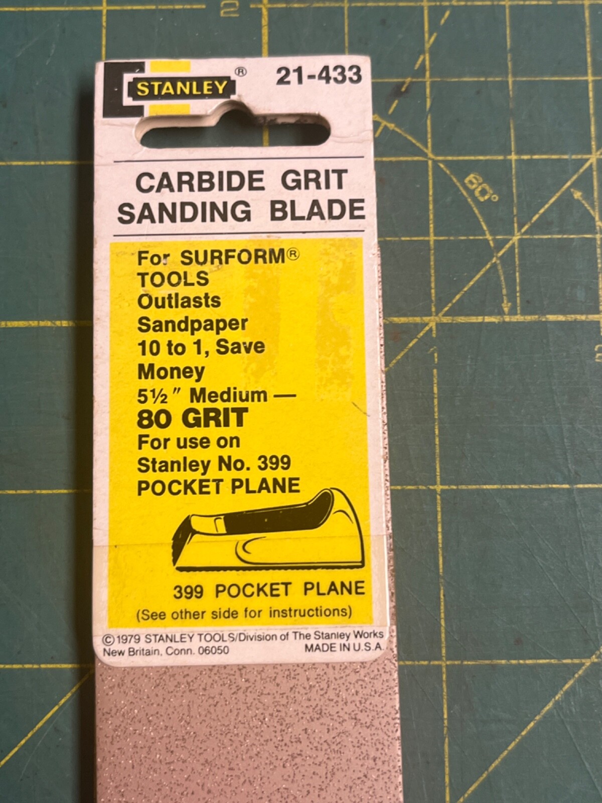 Stanley Carbide Grit Sand Blade 5 1/2 Coarse 80 Grit Pocket Surform Plane 21-433