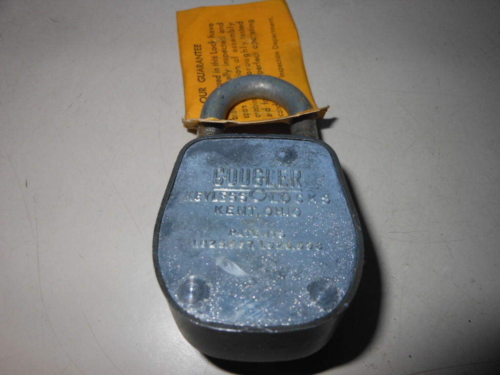 NOS Vintage Antique Gougler Lock Company Keyless Combination Lock 1933