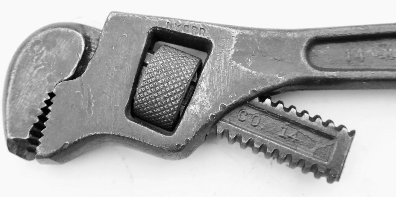 14″ New York Central RR / Lawson (USHCO) Offset Pipe Wrench / Pat. 1920 / MTT