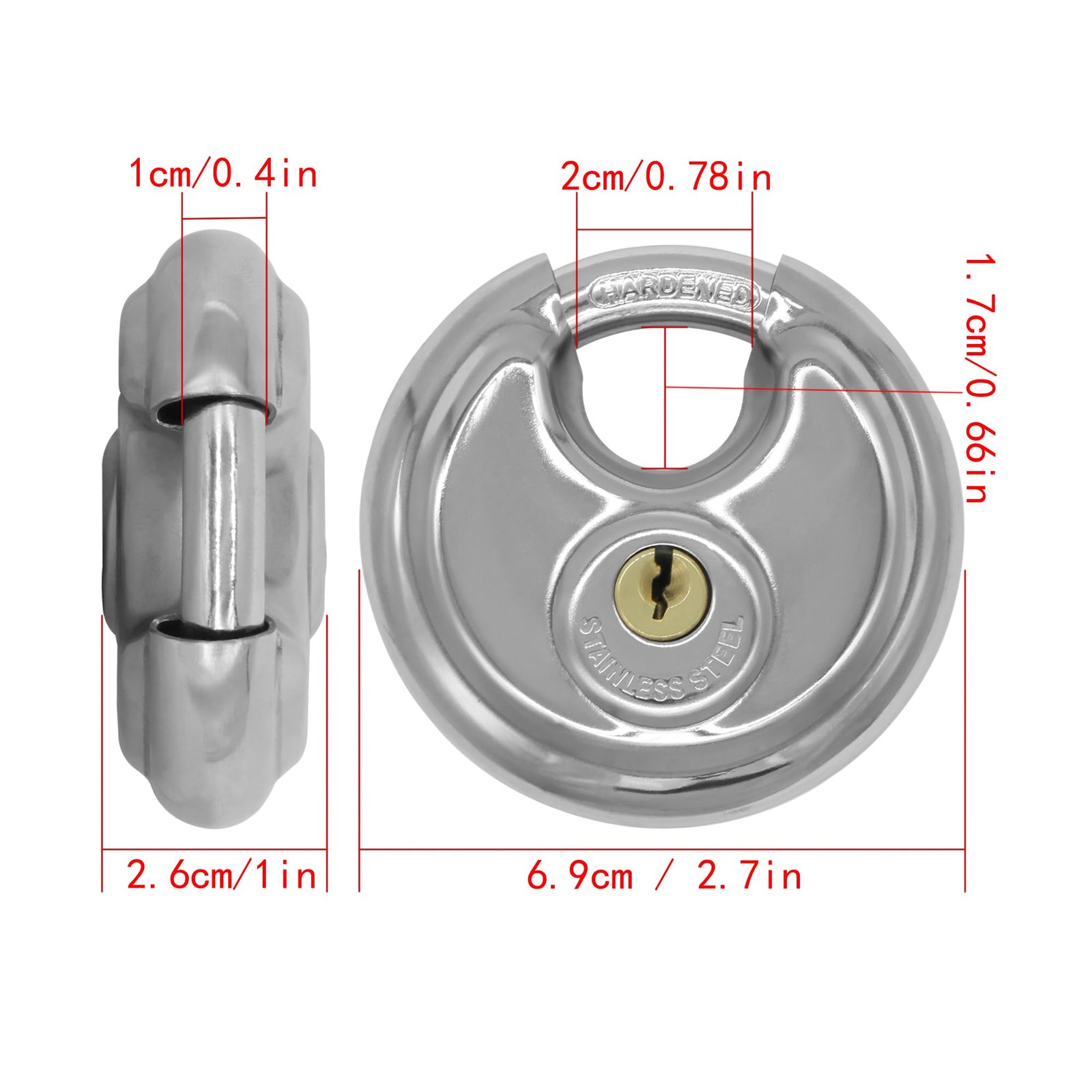Disc Locks, Heavy Duty Padlock,Steel Lock with Key Keyed Padlock Disc Storage…