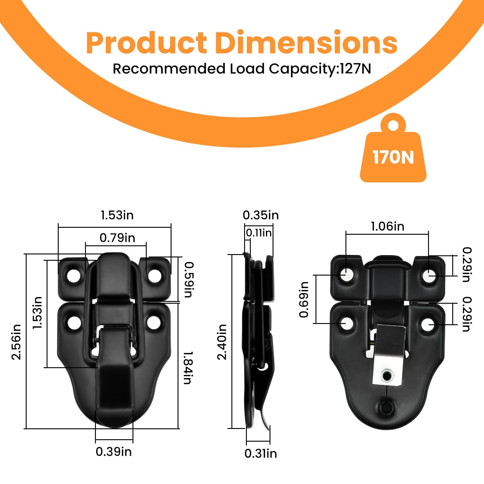UBANU Toggle Hasp Latches Hardware with Hardening No Padlock Hole-4pcs