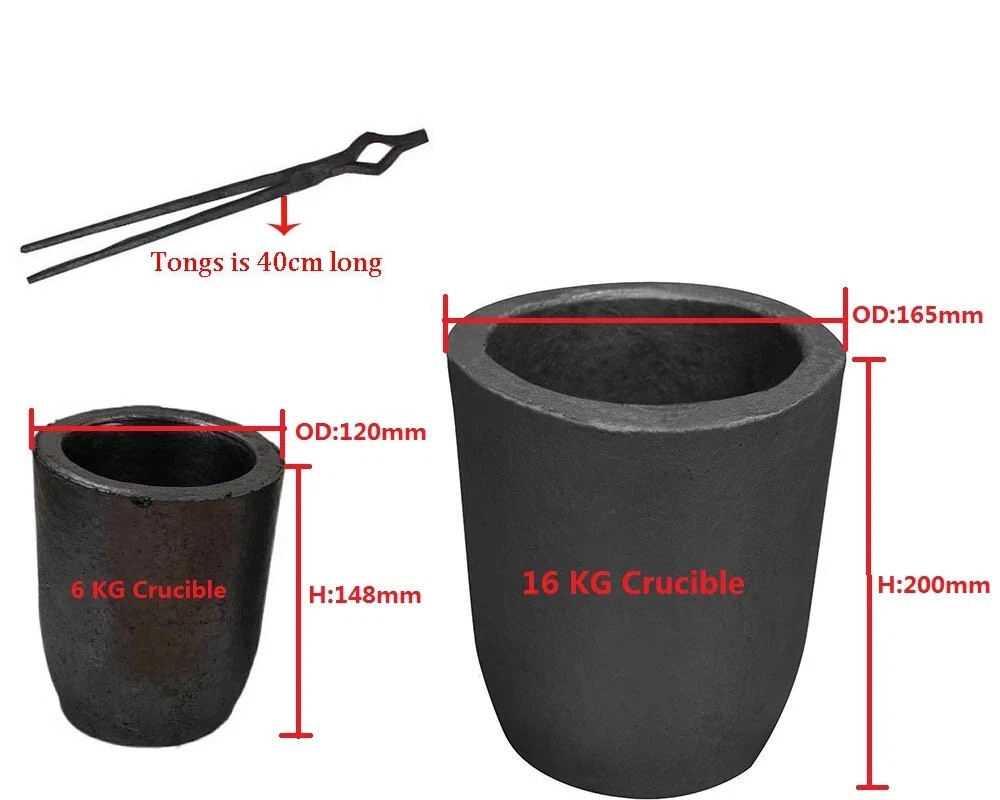 16 KG Gas Metal Melting Furnace with 2 Crucibles Tongs Casting