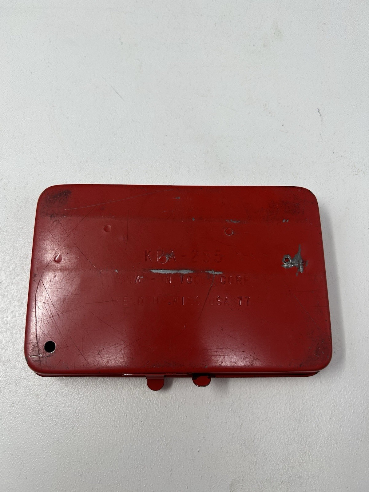 Vintage 1977 Snap-On Tools small red empty metal box KRA-255 Date code 77 USA