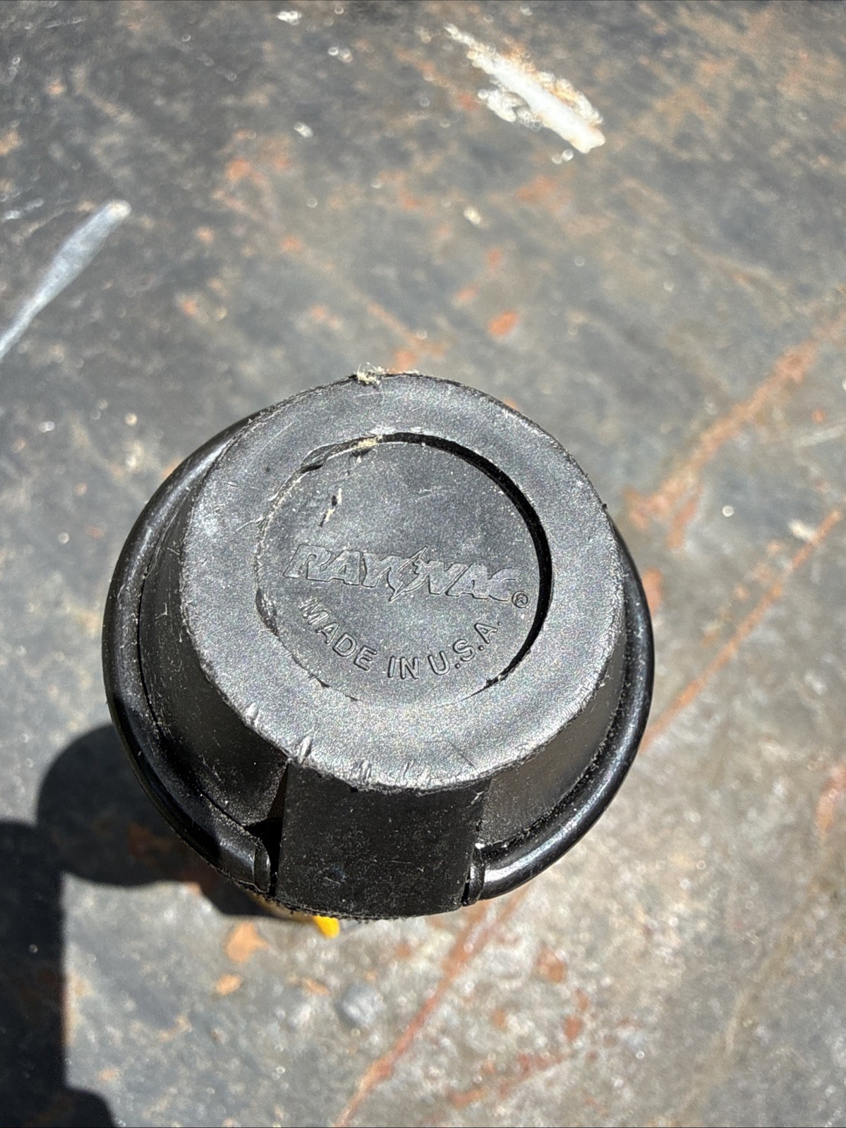 Vintage Rayovac Plastic Yellow Ribbed Flashlight. Works. 7 1/2 Long.
