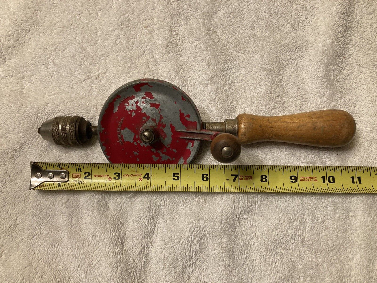 Vintage Dunlap Hand Drill, Egg Beater Type, Metal Gears, Hand Chuck, Works, USA