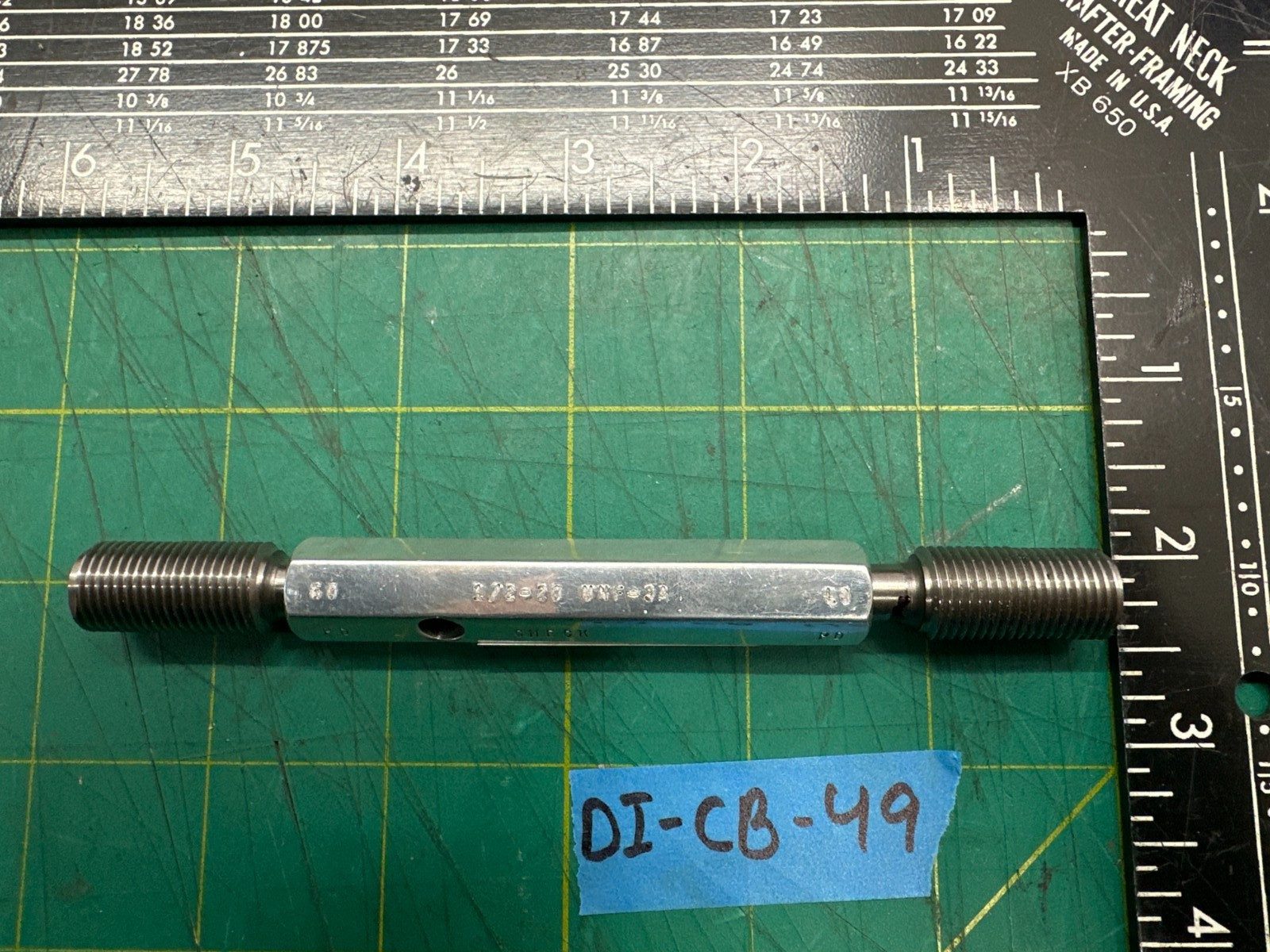 TRW Greenfield 1/2-20 UNF-2A Thread Plug Gage GO .4675 NO GO .4643